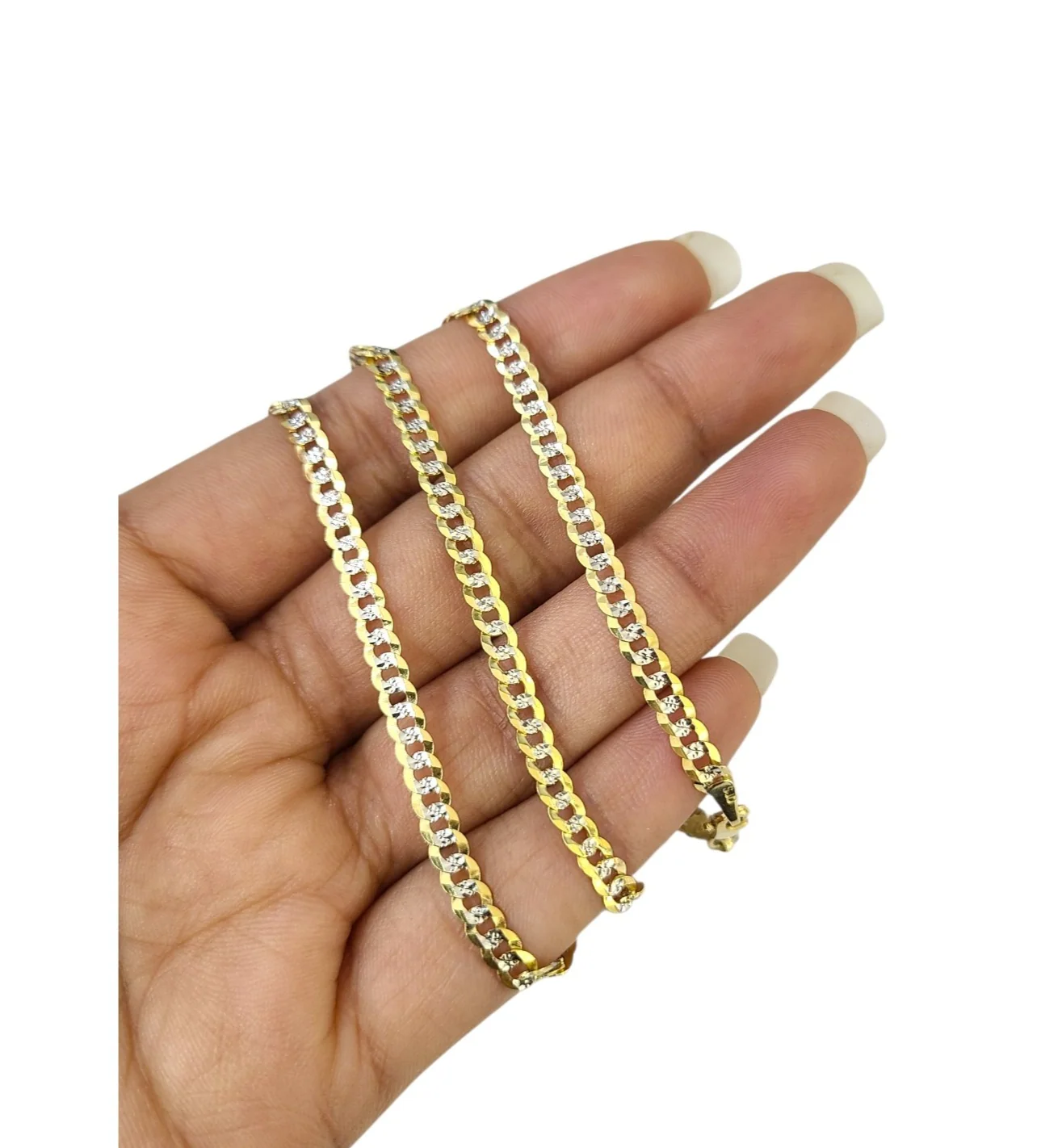 10k Yellow Gold Necklace Cuban Curb Chain 4mm 18"-28" inch Diamond Cuts 10kt - Image 3