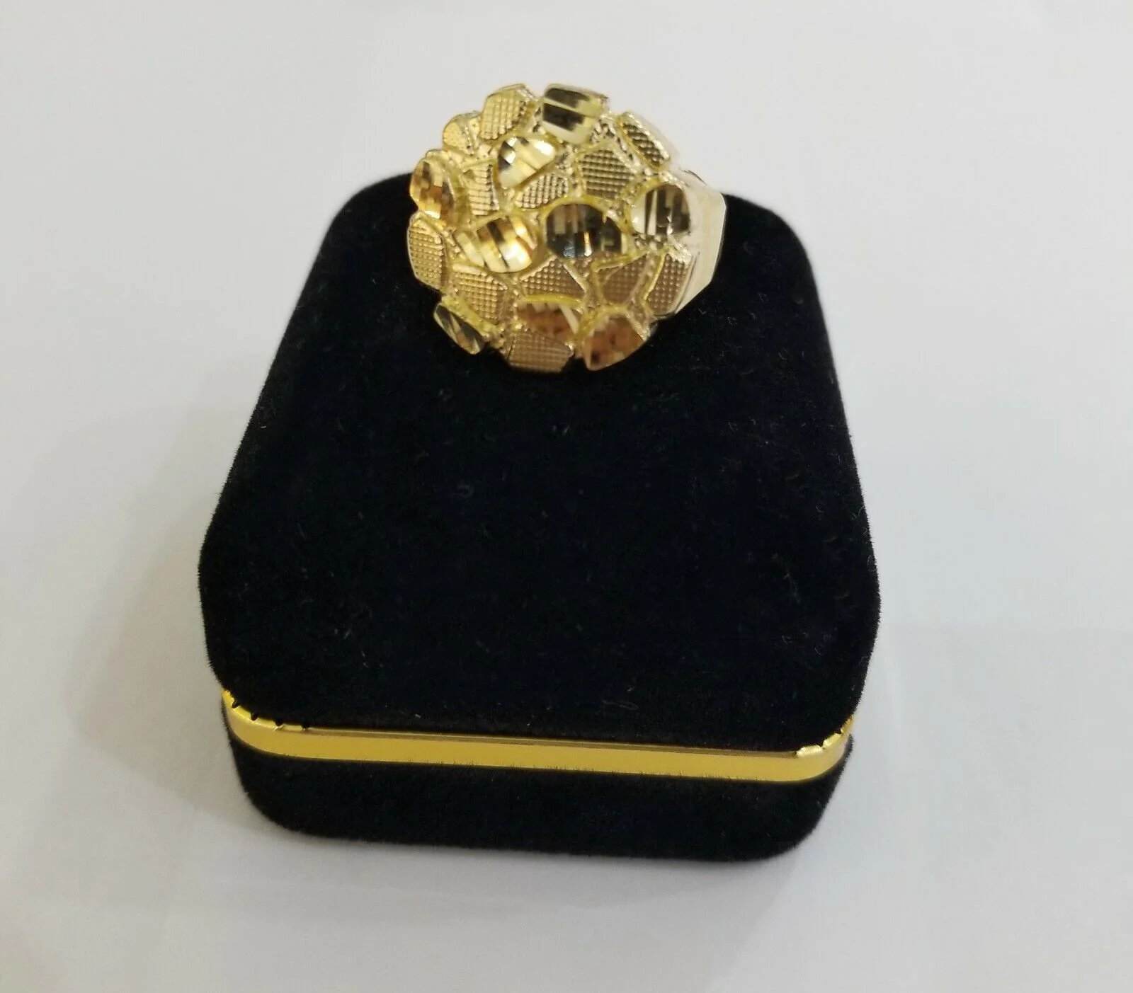 10k yellow Gold Nugget Men Ring All Sizes - Image 5