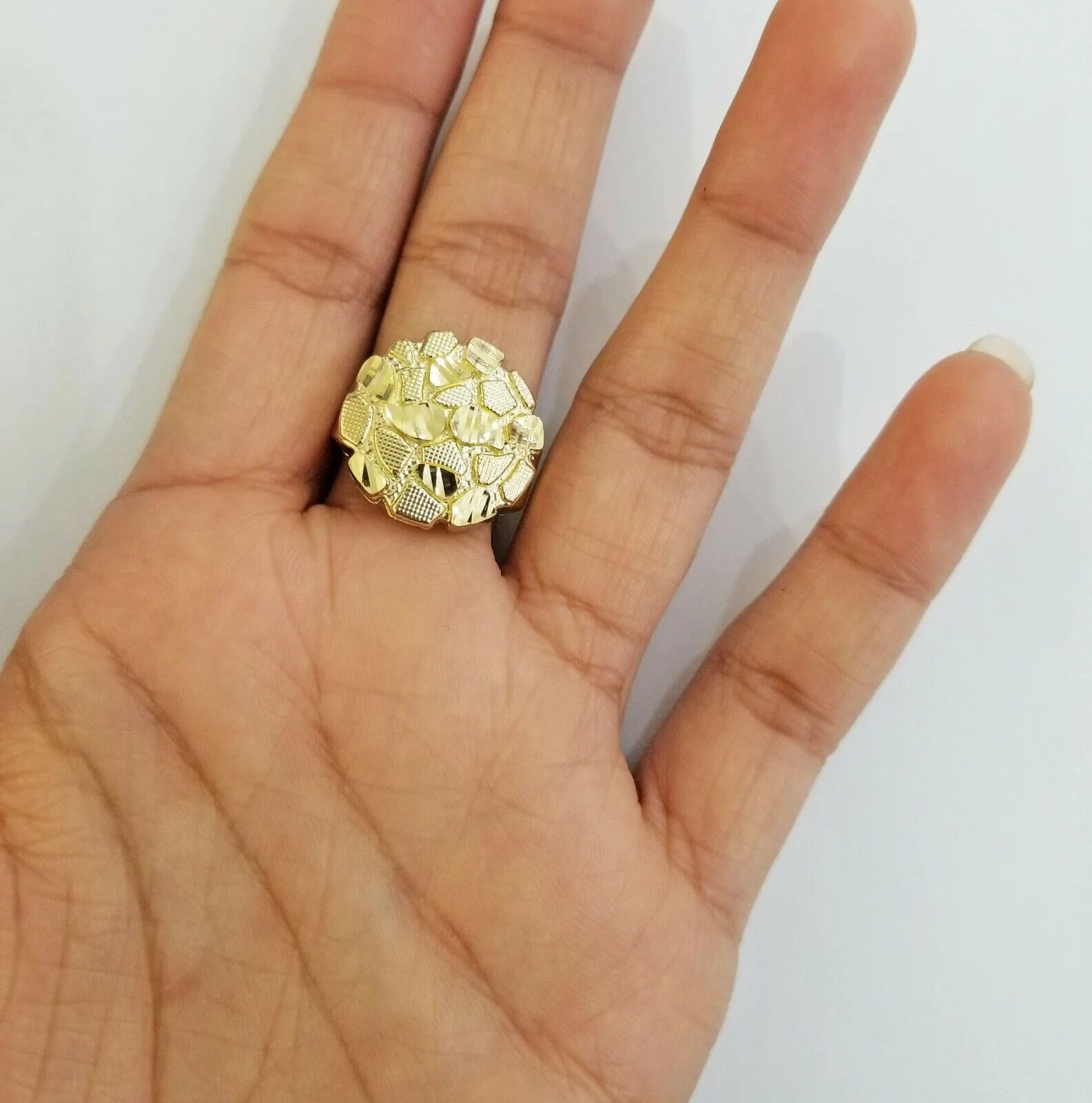 10k yellow Gold Nugget Men Ring All Sizes - Image 7