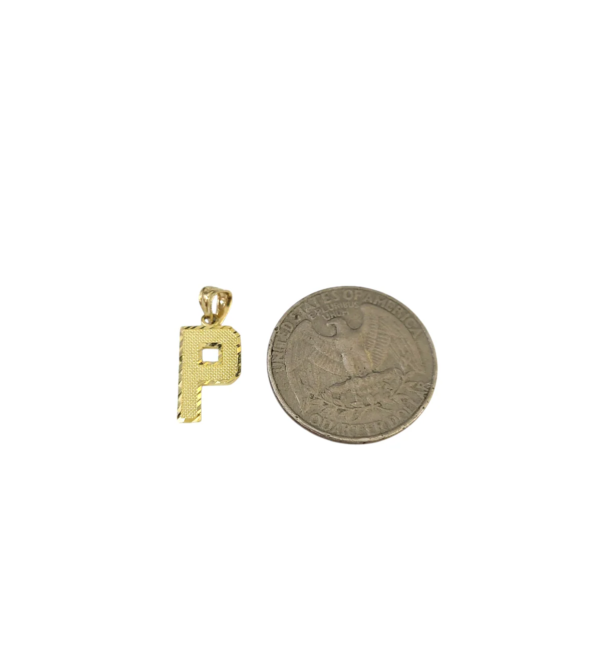 10K Yellow Gold P Initial Charm Pendant Alphabet Real 10kt Men Women - Image 2