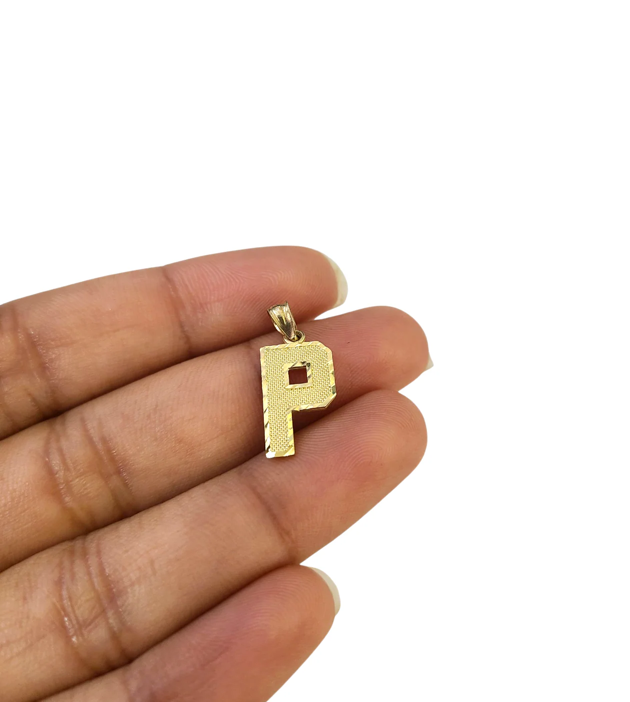10K Yellow Gold P Initial Charm Pendant Alphabet Real 10kt Men Women - Image 3