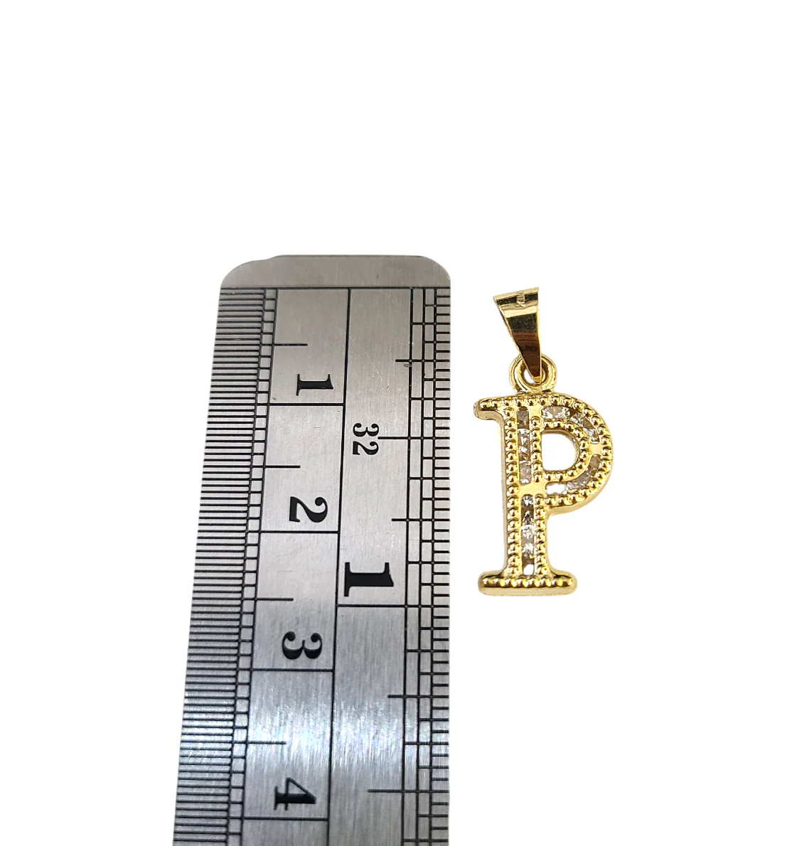 10K Yellow Gold P Initial Charm Pendant Alphabet Real 10kt Men Women - Image 2
