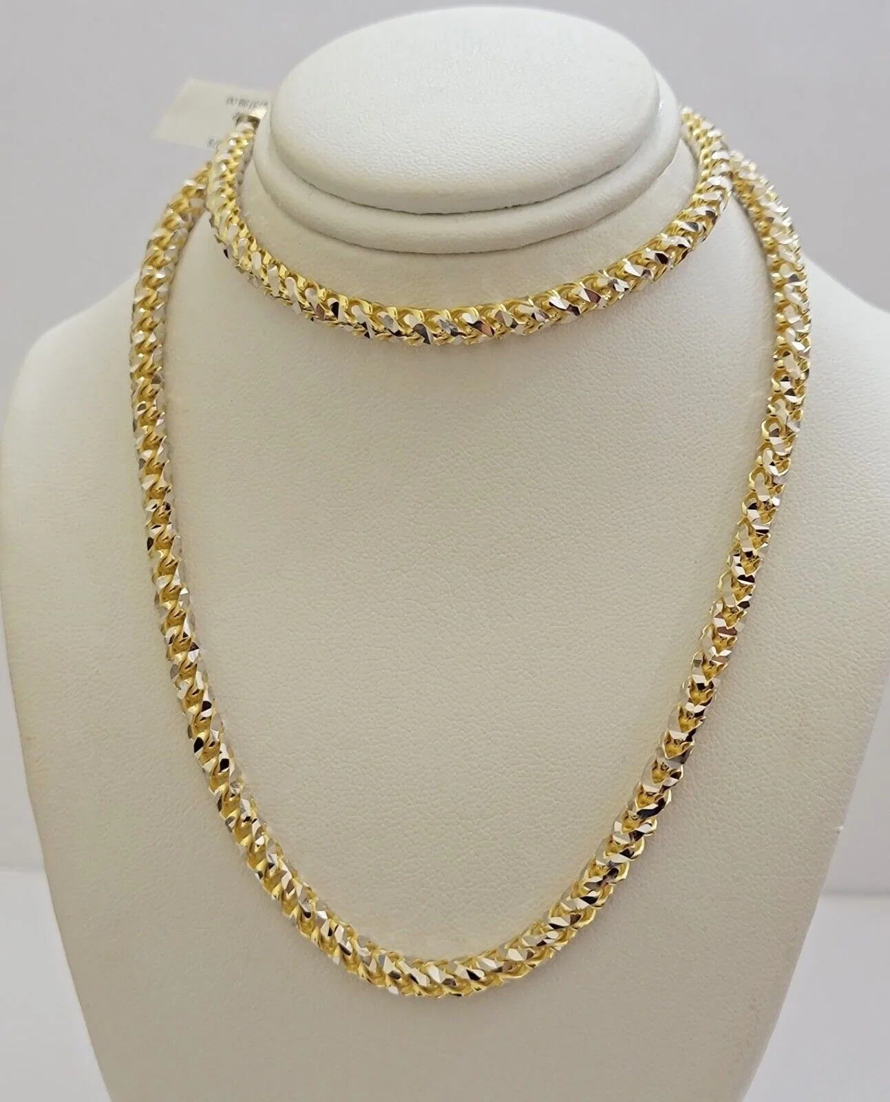10k Yellow Gold Palm Box Chain Necklace Diamond cut 4mm 22" Real Solid Men Women - Image 5