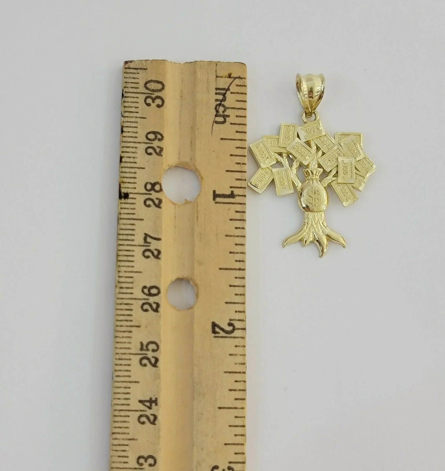 10k Yellow Gold Pendant & 10kt Rope Necklace 22", Money Tree Charm 10kt ,UNIQUE - Image 4