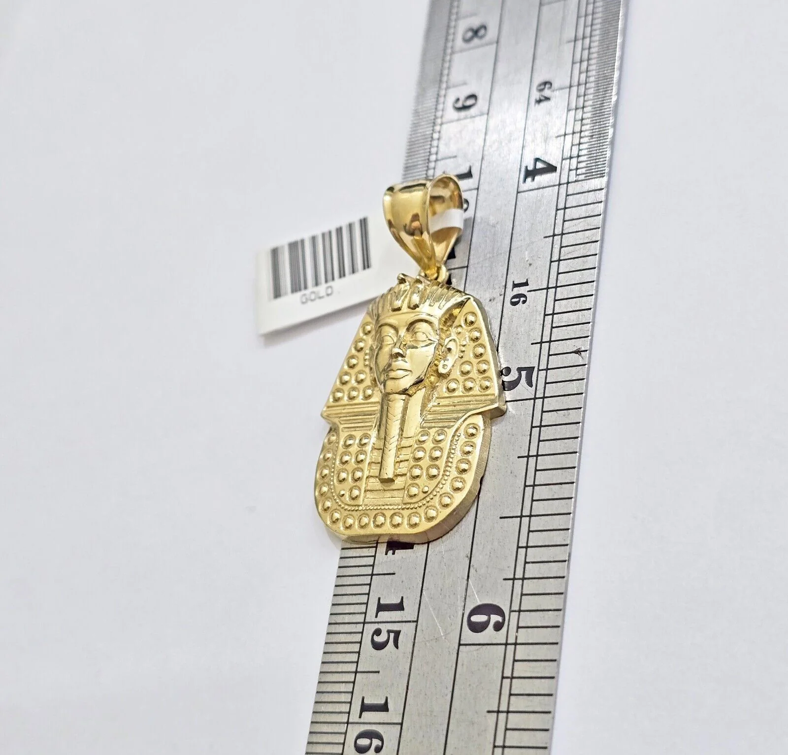 10k Yellow Gold Pendant Pharoah Head Charm Egyptian REAL 10kt For Mens Chain - Image 2