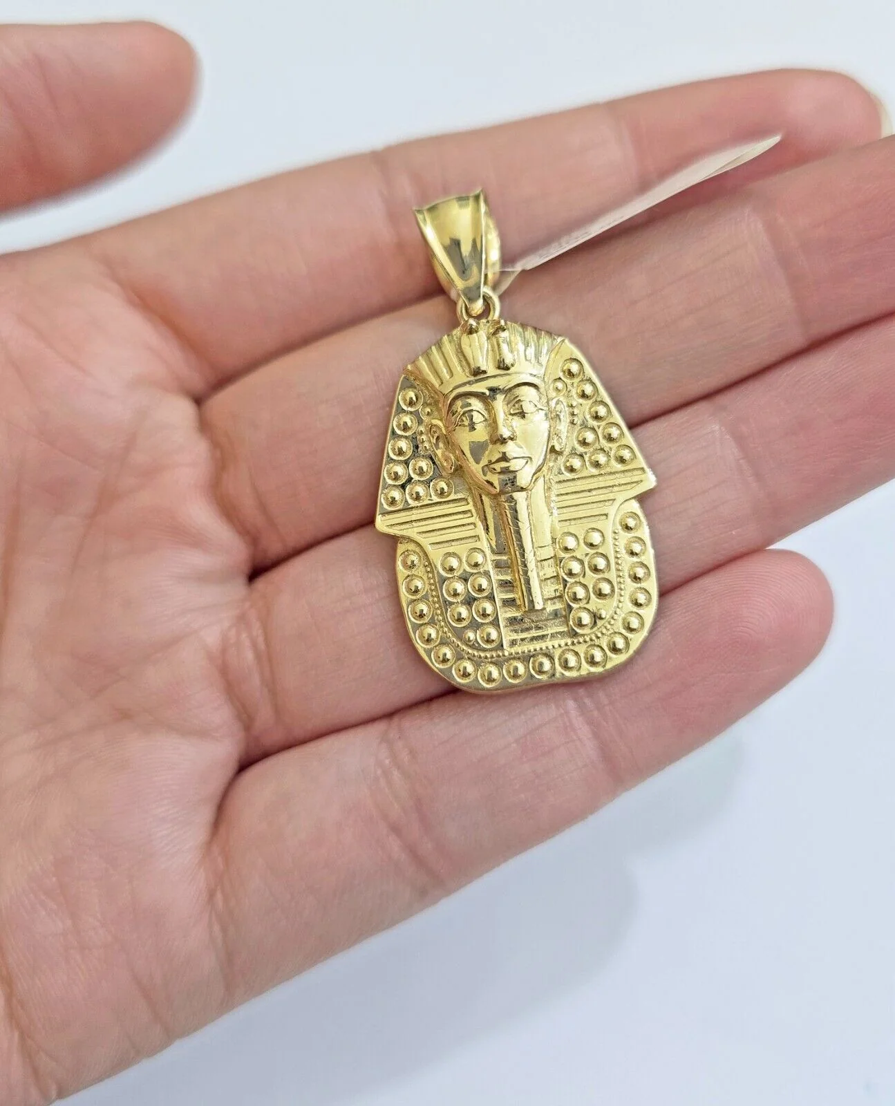 10k Yellow Gold Pendant Pharoah Head Charm Egyptian REAL 10kt For Mens Chain - Image 3