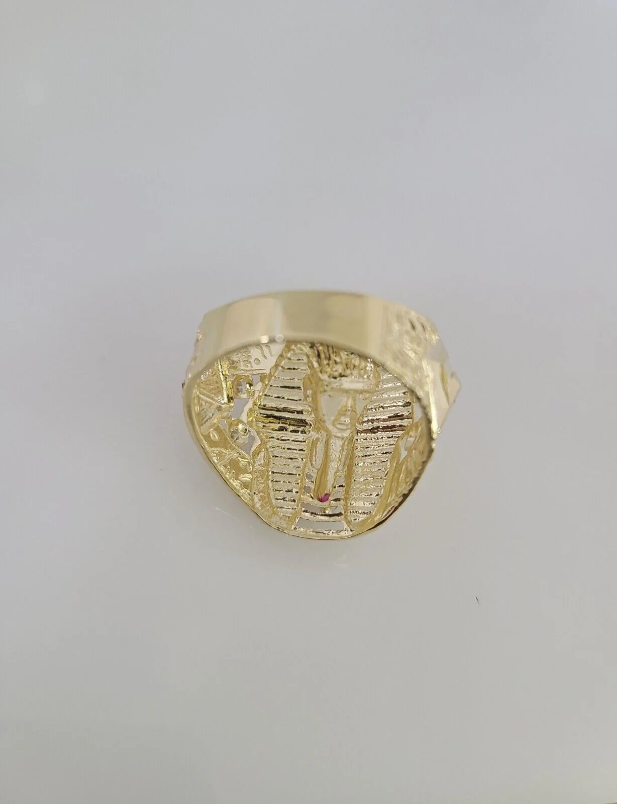 10k Yellow Gold Pharaoh Head Ring Casual Men's Band Genuine Brand New All Sizes - Image 7