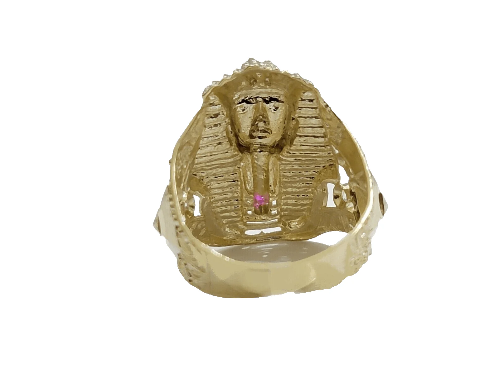 10k Yellow Gold Pharoah Head Ring Band All Sizes Real 10kt SALE Men Casual Pinky - Image 10