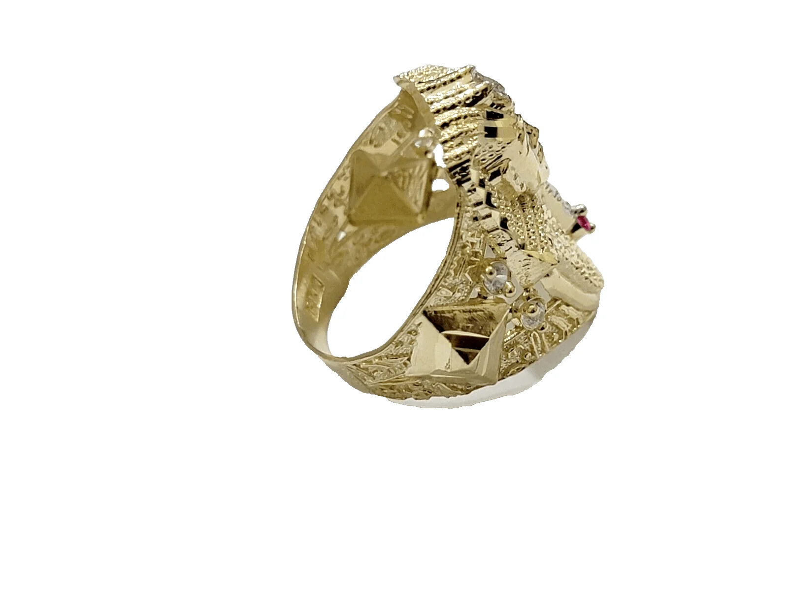 10k Yellow Gold Pharoah Head Ring Band All Sizes Real 10kt SALE Men Casual Pinky - Image 6