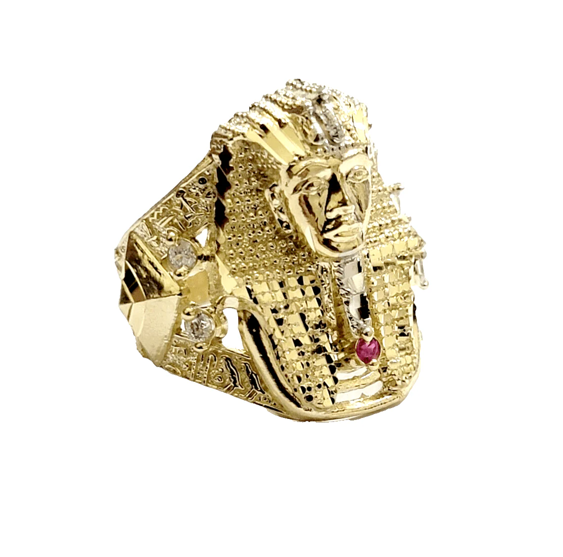 10k Yellow Gold Pharoah Head Ring Band All Sizes Real 10kt SALE Men Casual Pinky - Image 7