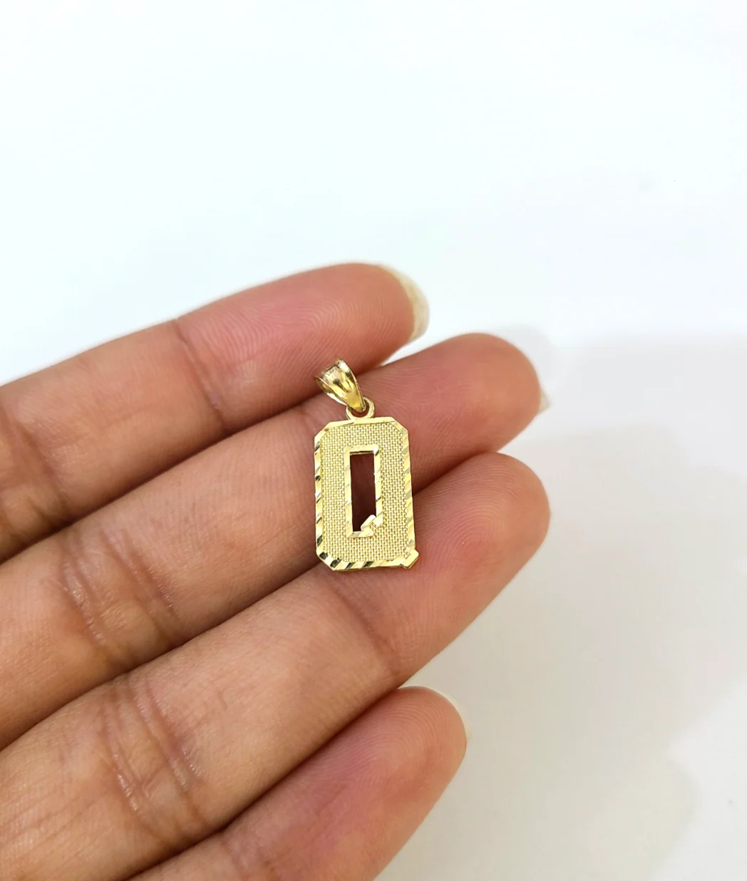 10K Yellow Gold Q Initial Charm Pendant Alphabet Real 10kt Men Women - Image 3