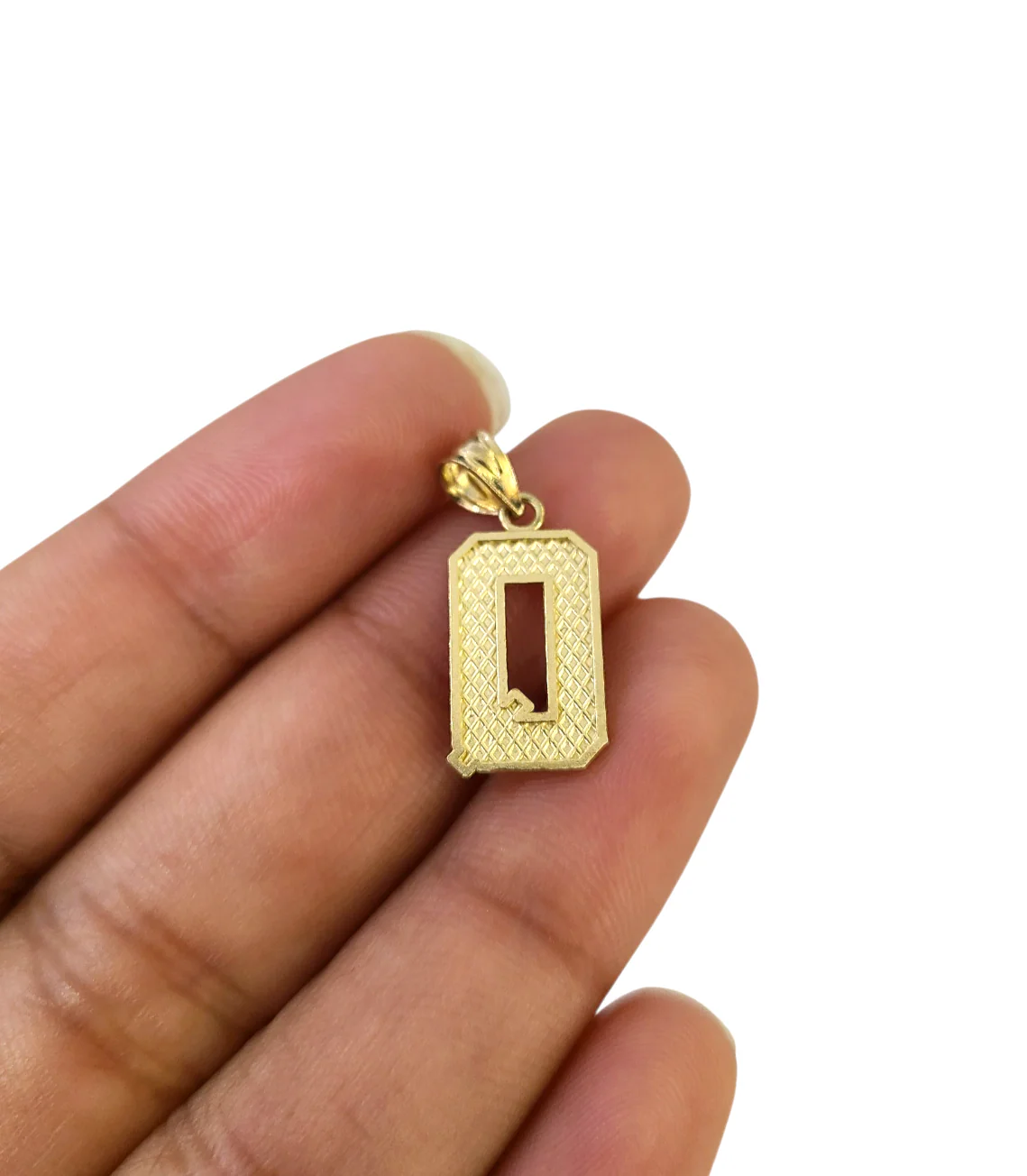 10K Yellow Gold Q Initial Charm Pendant Alphabet Real 10kt Men Women - Image 5