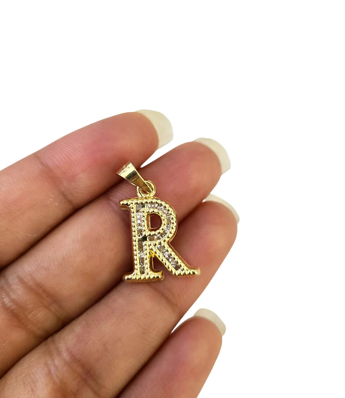 10K Yellow Gold R Initial Charm Pendant Alphabet Real 10kt Men Women - Image 3