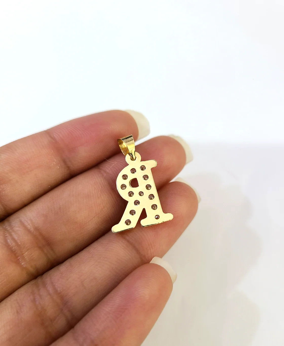 10K Yellow Gold R Initial Charm Pendant Alphabet Real 10kt Men Women - Image 4