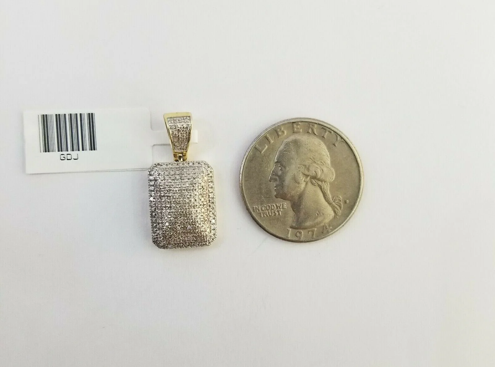 10K Yellow Gold Real 0.51CT Diamond Pillow Charm 1"Inch Square 3D Dome Pendent - Image 4