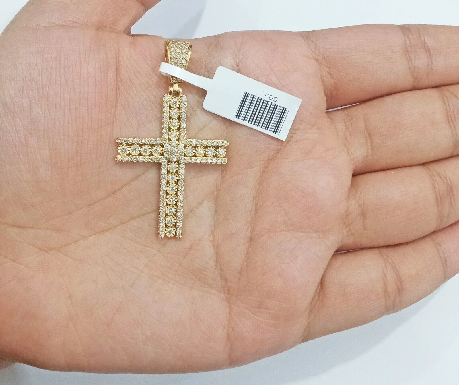 10k Yellow Gold Real Diamond Cross Charm Pendant 10kt gold - Image 2