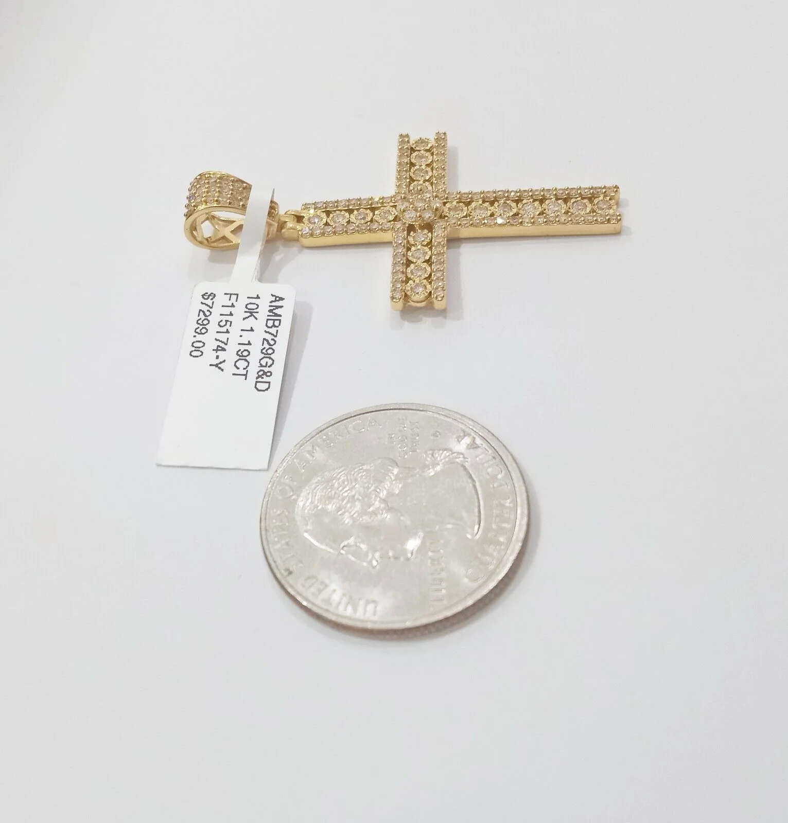 10k Yellow Gold Real Diamond Cross Charm Pendant 10kt gold - Image 5