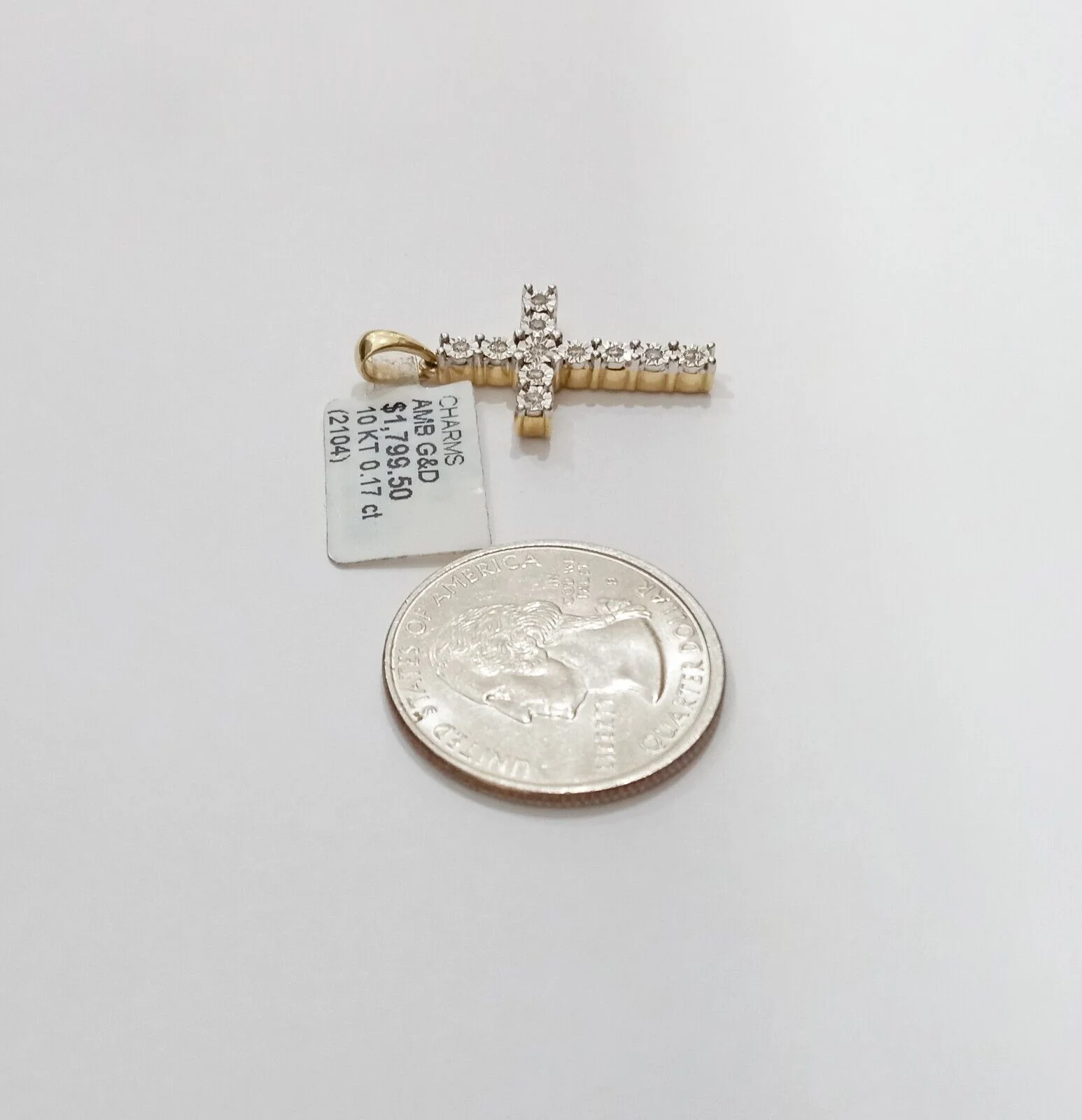 10k Yellow Gold Real Diamond Cross Charm Pendant Men Women - Image 4