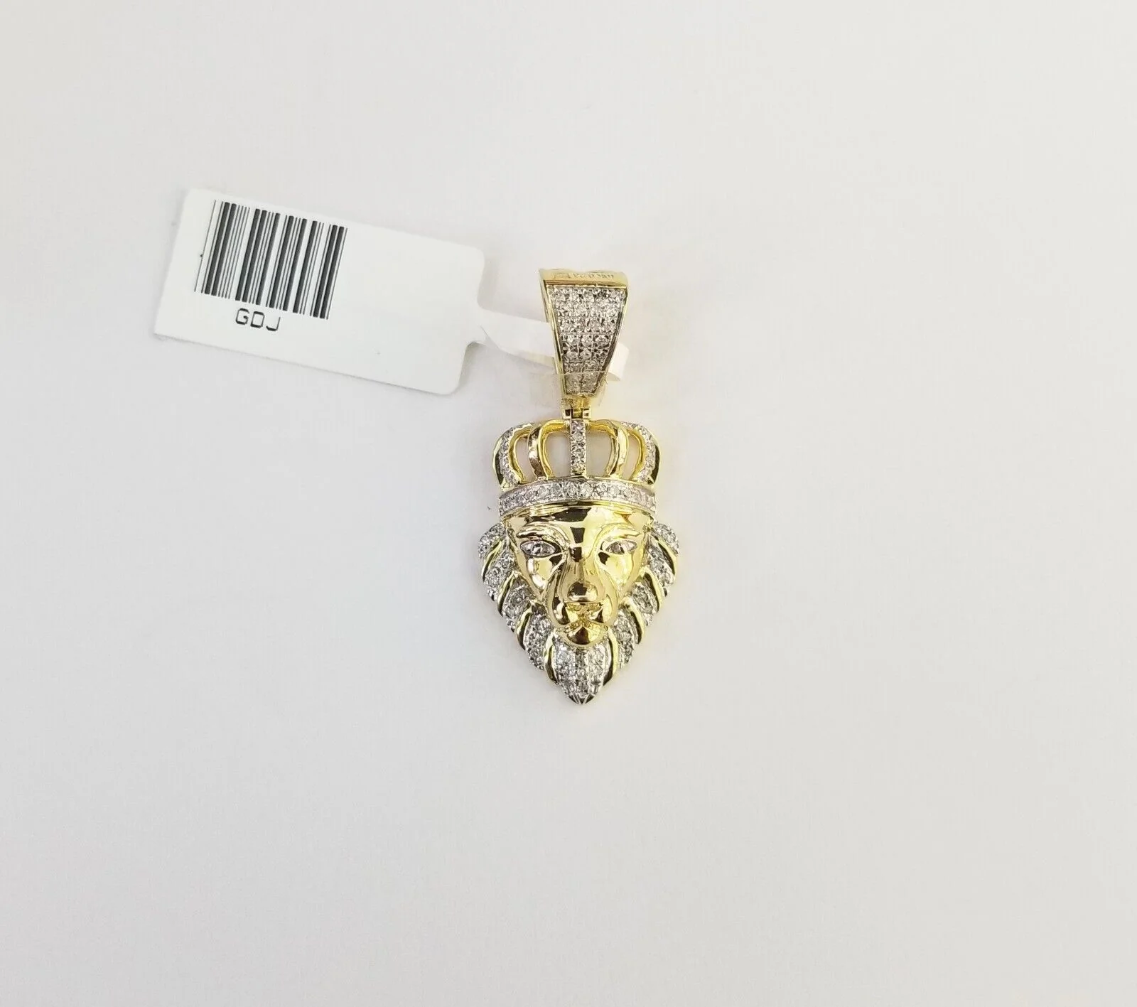 10k Yellow Gold Real Diamond Lion Head Charm Pendant - Image 2