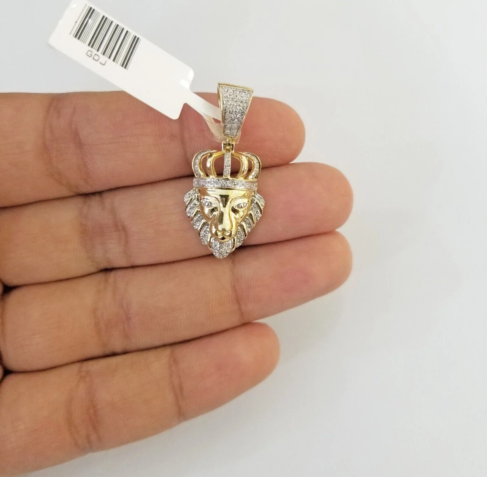 10k Yellow Gold Real Diamond Lion Head Charm Pendant - Image 3