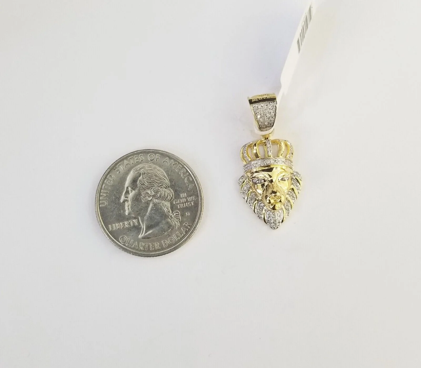 10k Yellow Gold Real Diamond Lion Head Charm Pendant - Image 6