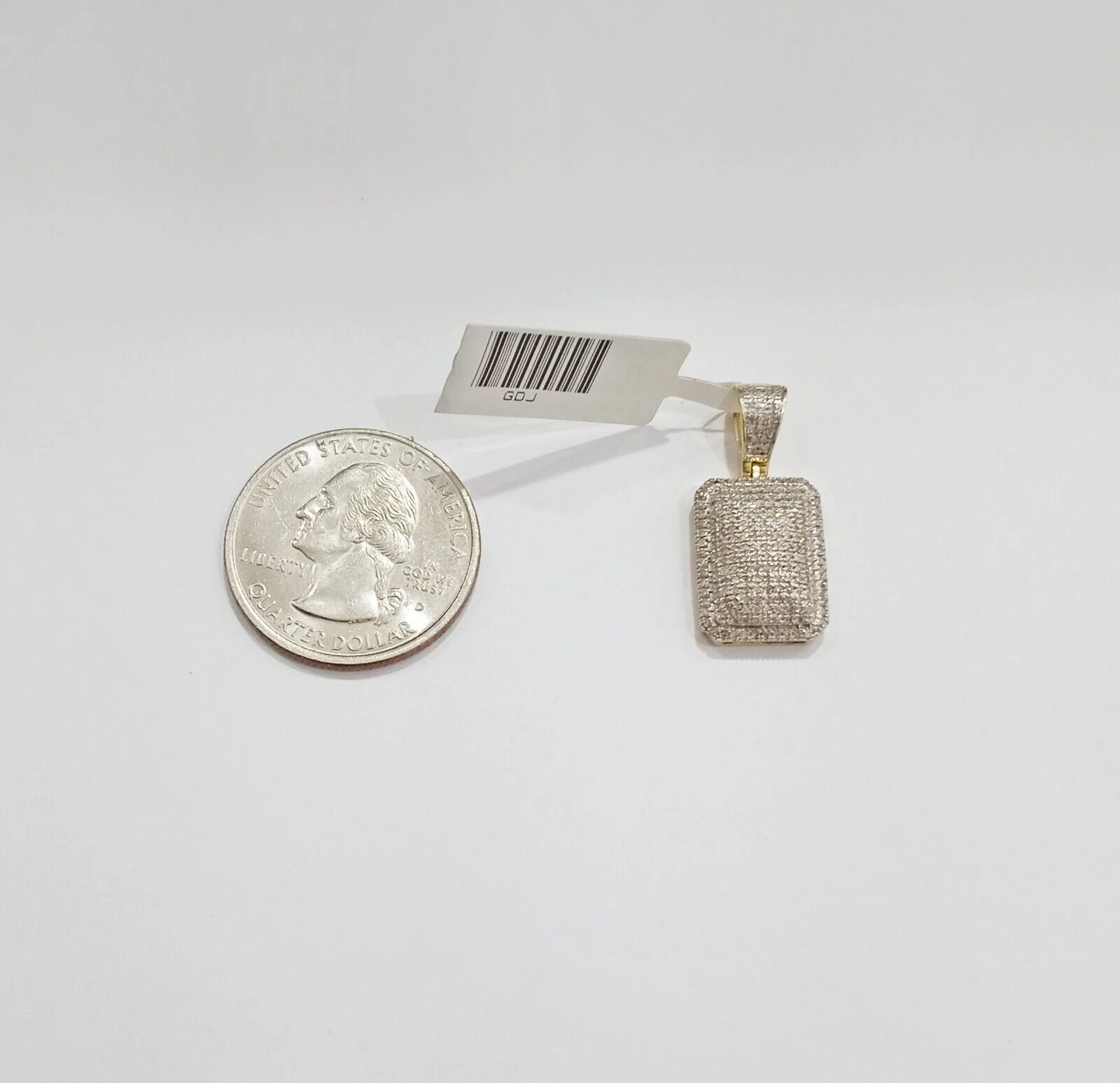 10k Yellow Gold Real Diamond Pillow Charm Pendant Men Women - Image 4