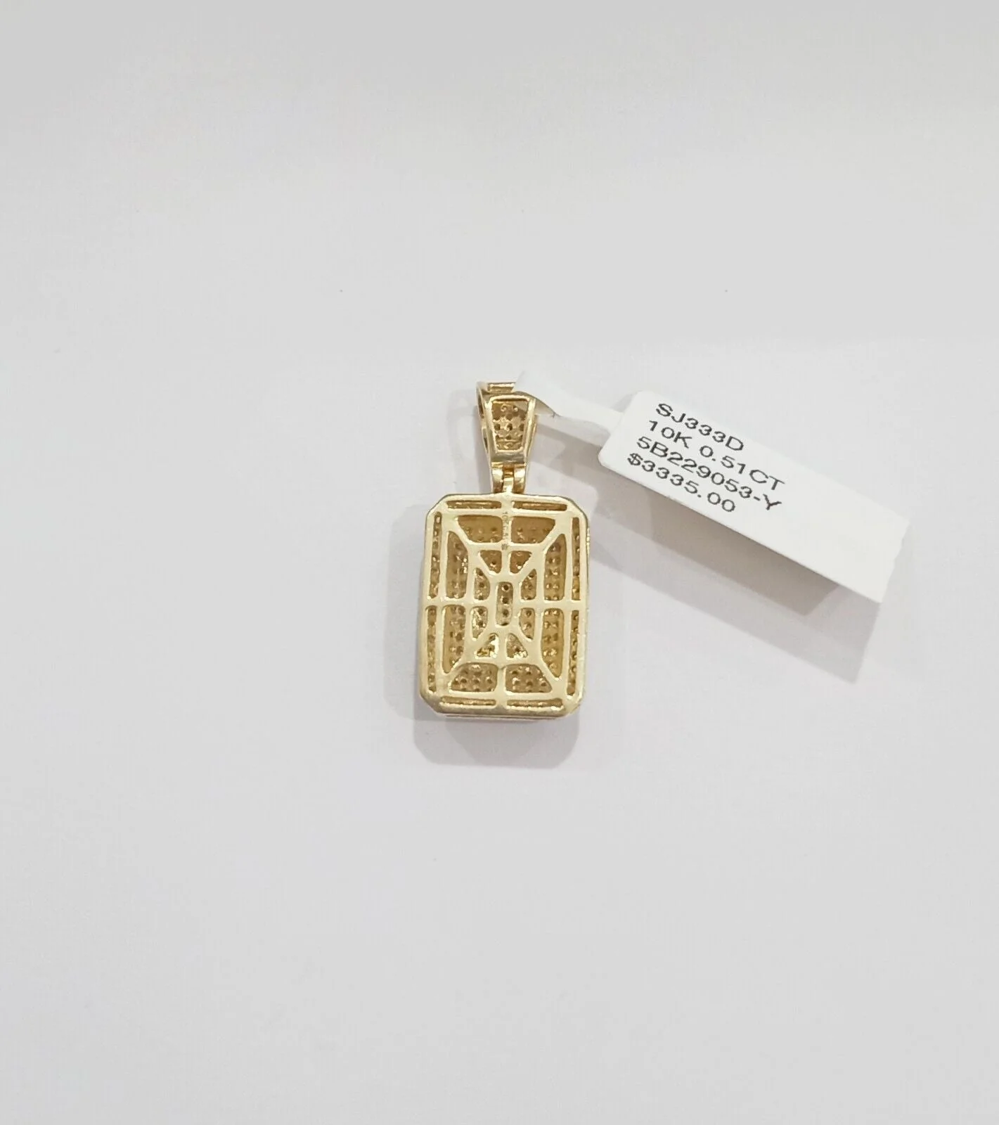 10k Yellow Gold Real Diamond Pillow Charm Pendant Men Women - Image 5