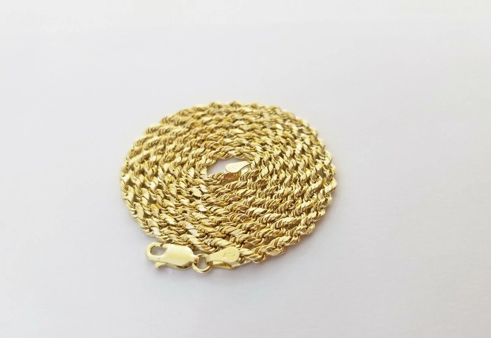 10K Yellow Gold Real Diamond Pillow Charm With 24" 3mm gold rope chain - Image 7