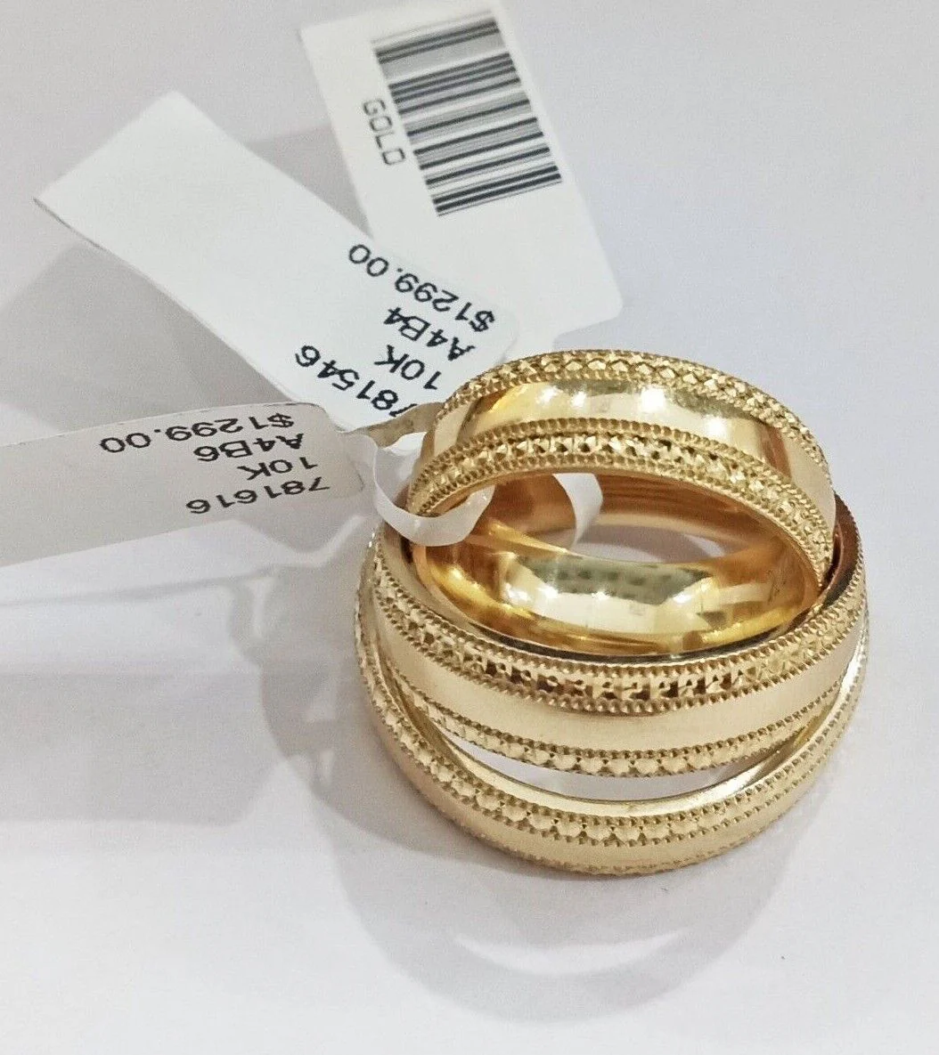 10k Yellow Gold Ring Band Men's Engagement Wedding Anniversary Real 10kt gold,  Ring Sizes 6,7,8,9,10,11 & 12 - Image 3