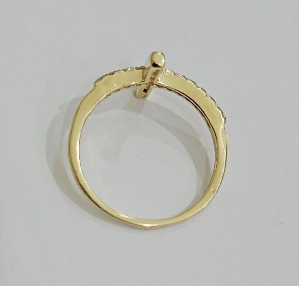 10k Yellow Gold Ring Ladies Real 10kt Cross Ring With Stones For Women Ring Sizes 6,7,8,9,10,11 & 12 - Image 8