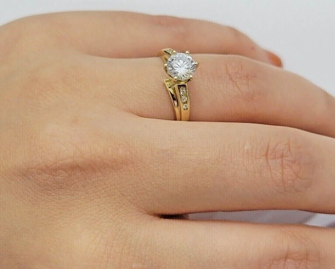 10k Yellow Gold Ring Ladies Wedding Band Real 10kt  Solitaire Engagement Women Ring Sizes 6,7,8,9,10,11 & 12 - Image 2