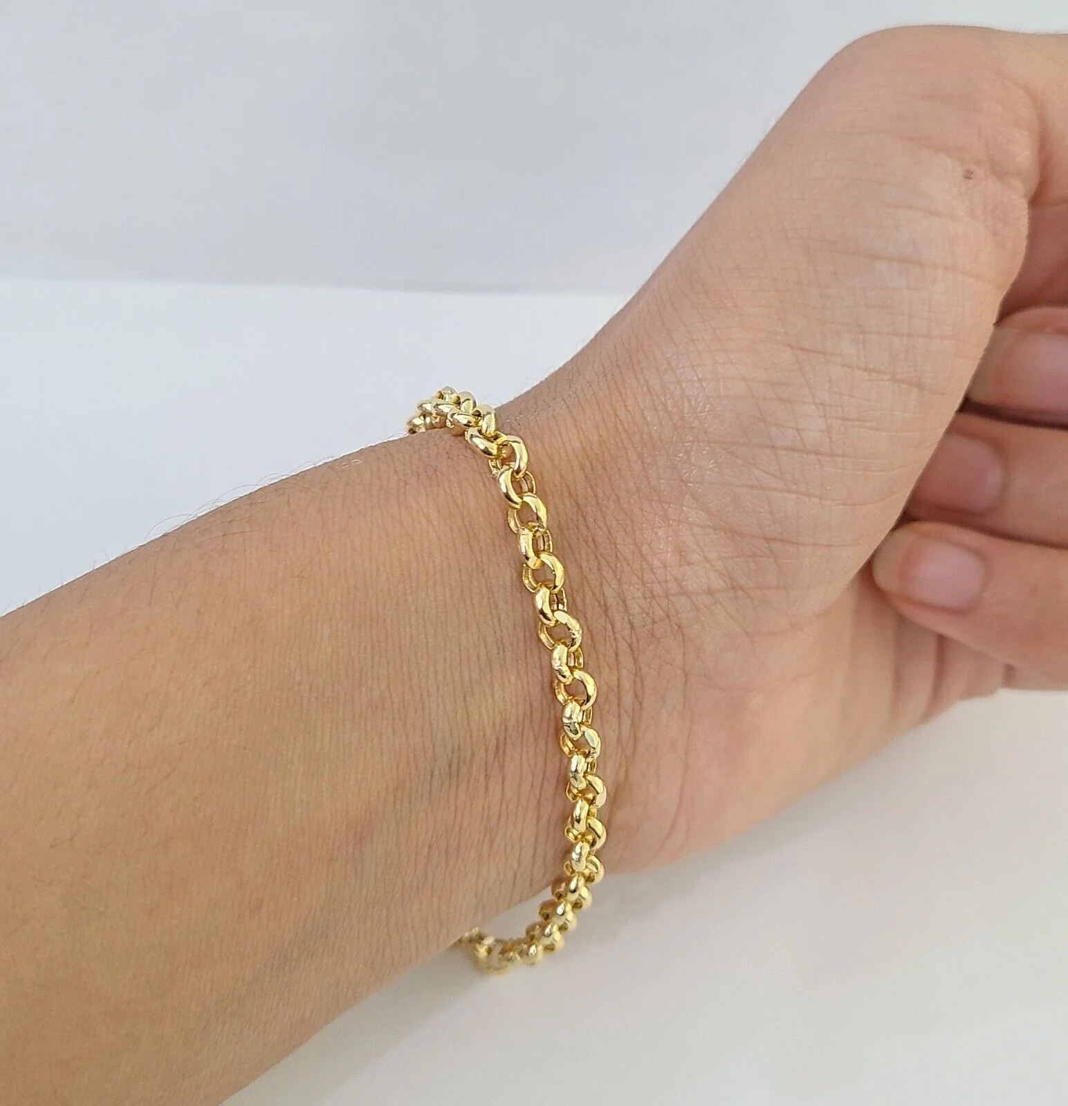 10k Yellow Gold Rolo Chain Bracelet 8 Inch 5mm Link Necklace Chain 22" Inch - Image 3