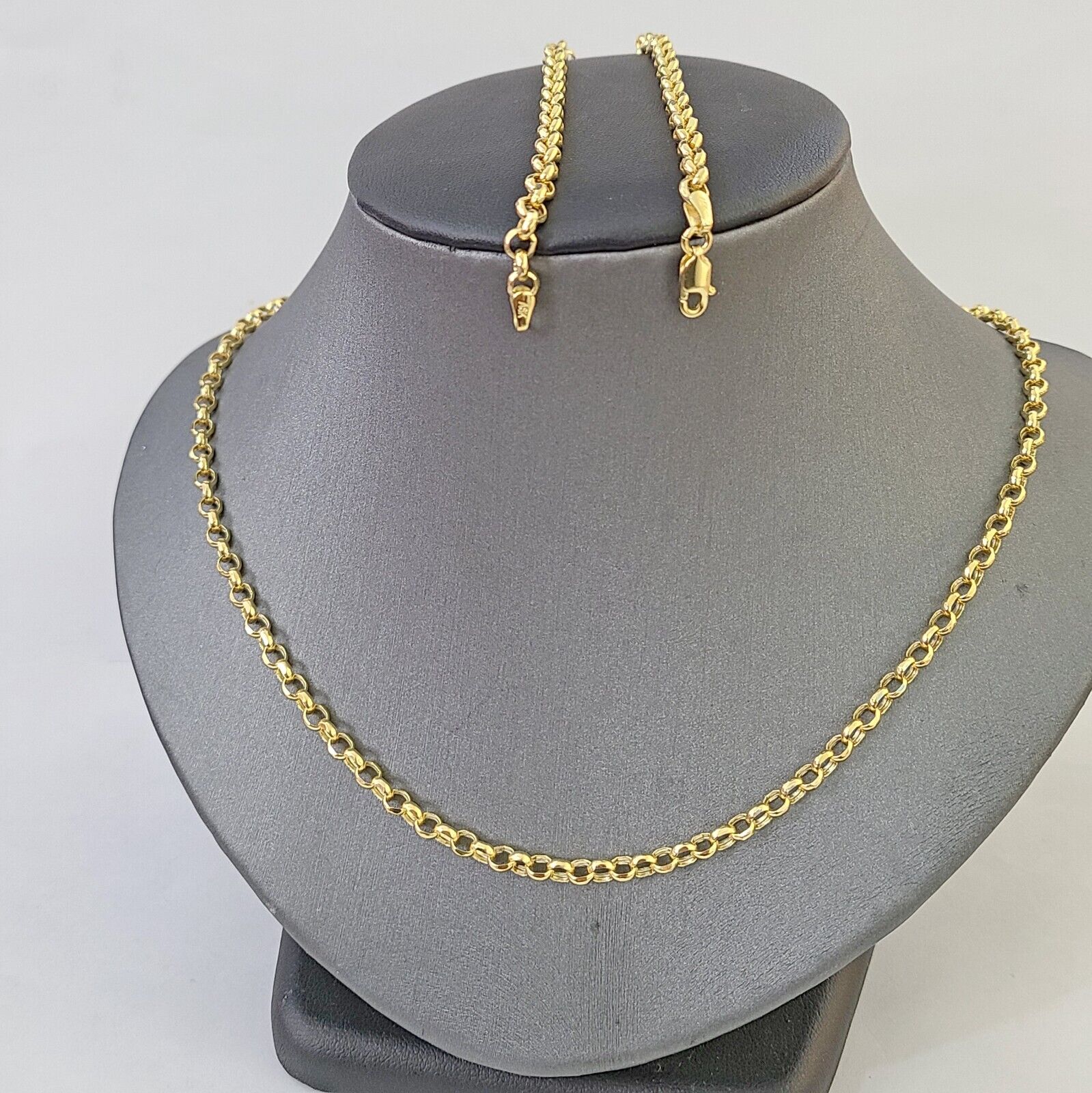 10k Yellow Gold Rolo Chain Bracelet 8 Inch 5mm Link Necklace Chain 22" Inch - Image 4