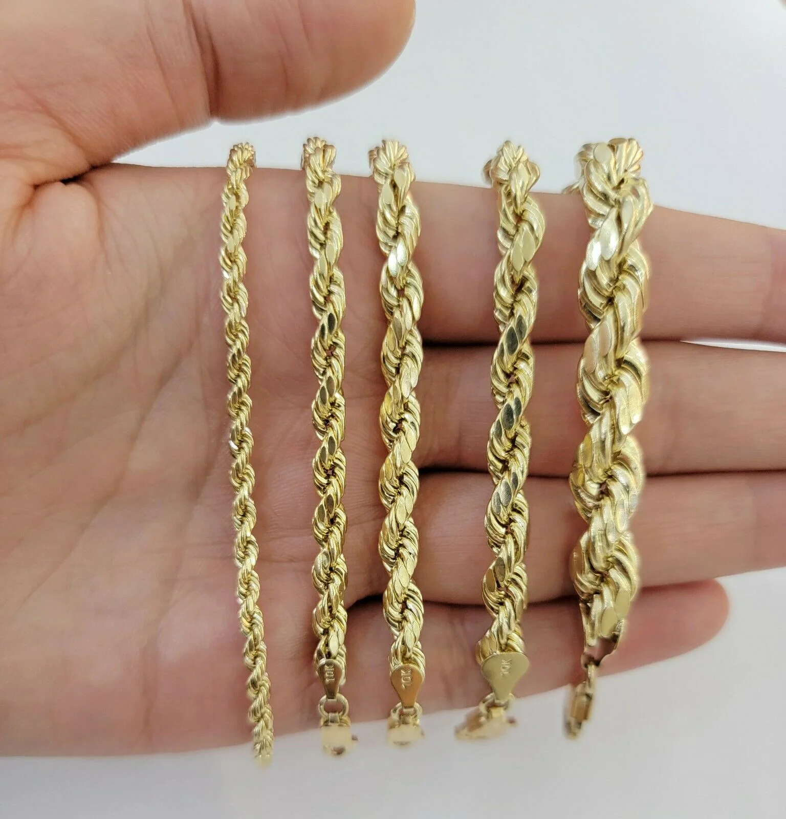 10k Yellow Gold Rope bracelet 7" 7.5" 8" 8.5" 9" Men Women 3mm- 8mm REAL 10 KT - Image 16