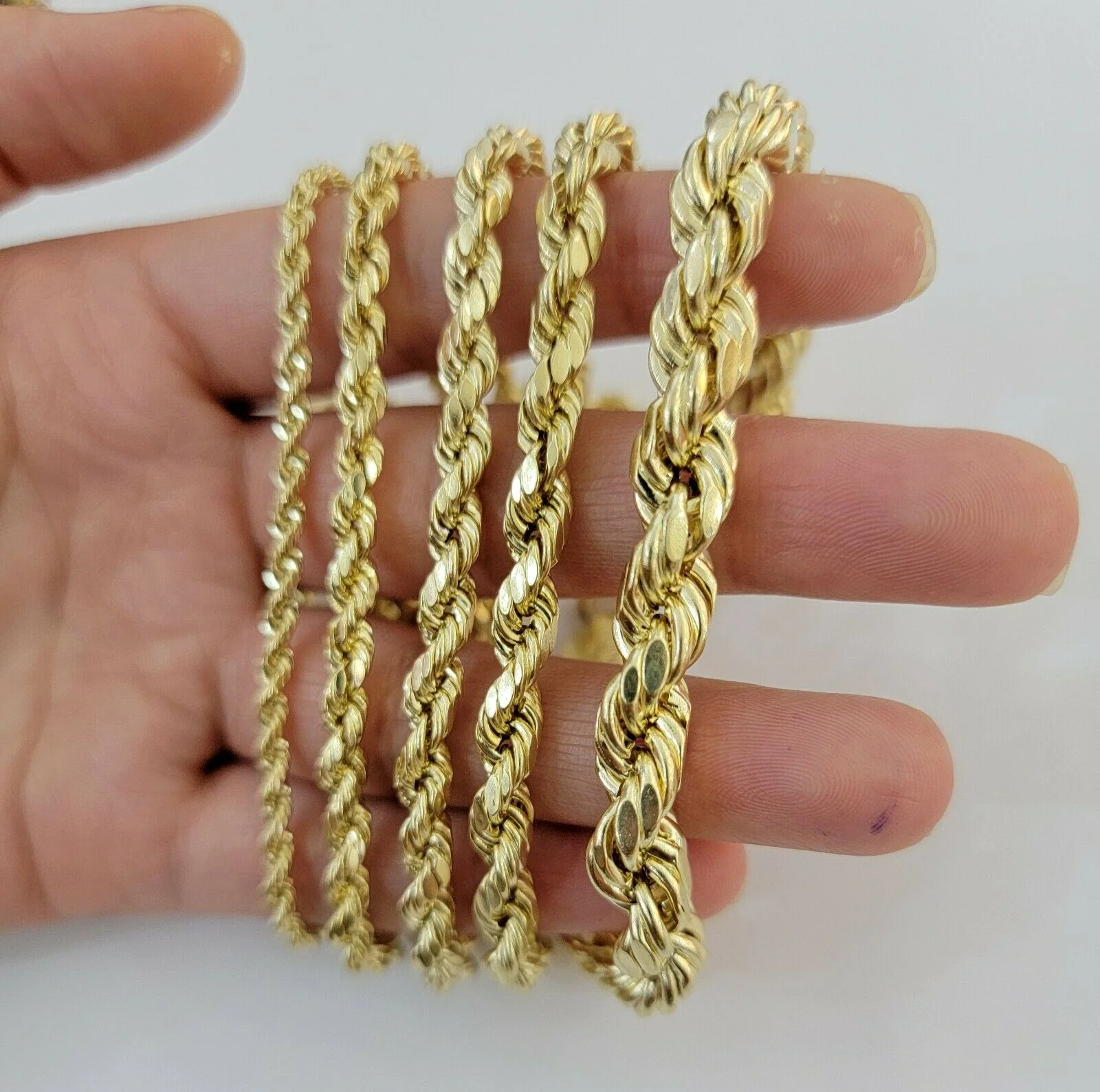 10k Yellow Gold Rope bracelet 7" 7.5" 8" 8.5" 9" Men Women 3mm- 8mm REAL 10 KT - Image 17