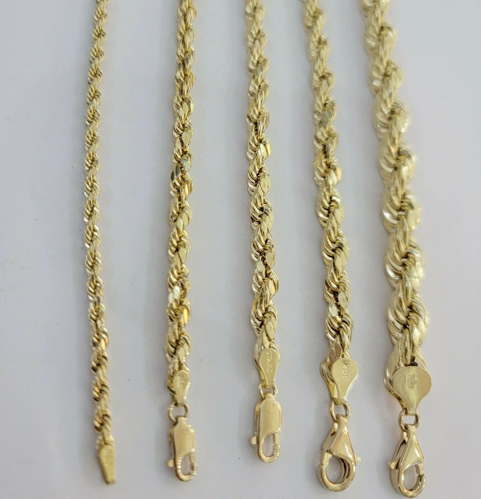 10k Yellow Gold Rope bracelet 7" 7.5" 8" 8.5" 9" Men Women 3mm- 8mm REAL 10 KT - Image 2