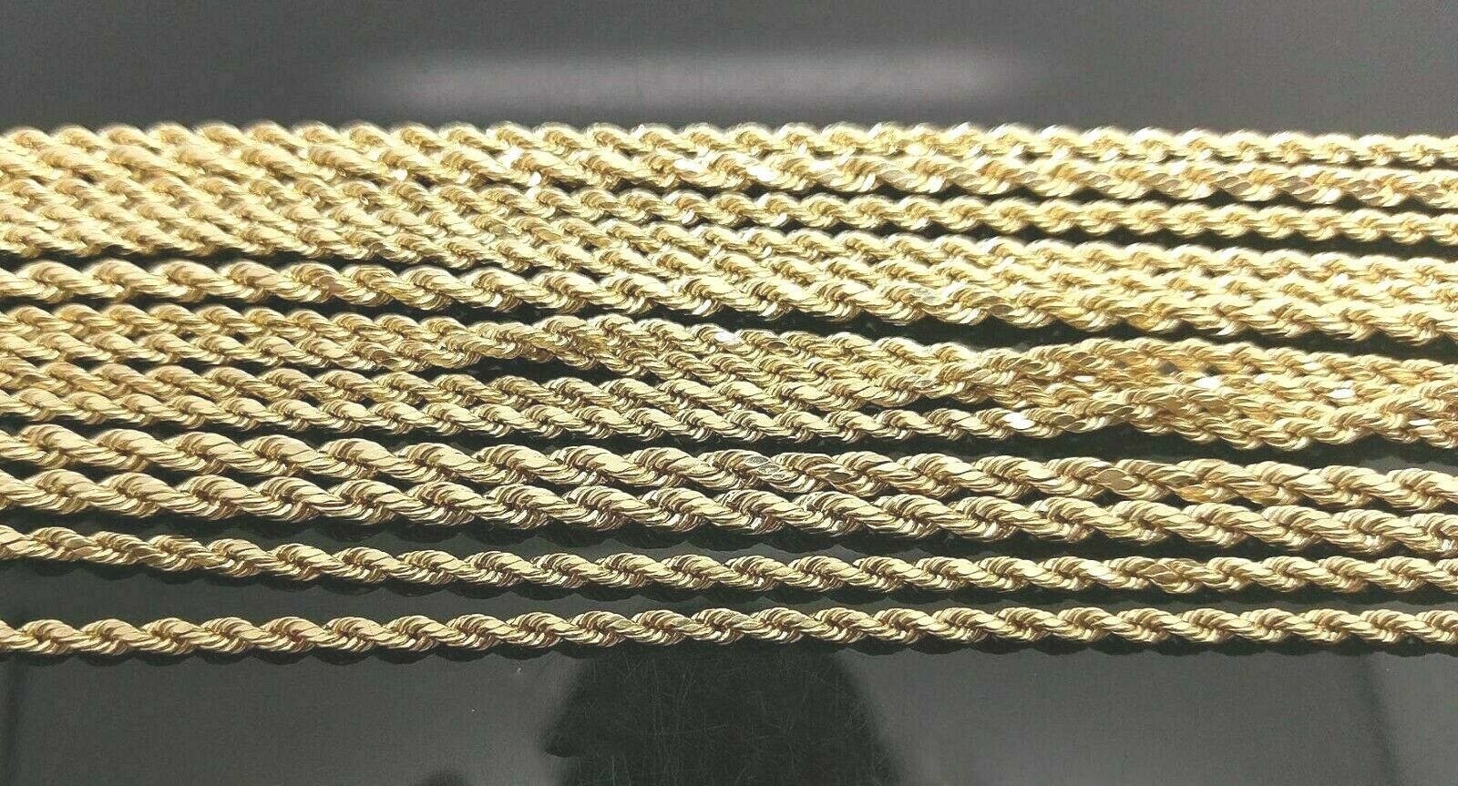 10k Yellow Gold Rope Chain 2.5mm 16"-26" Diamond Cut Necklace REAL GOLD Bracelet - Image 2