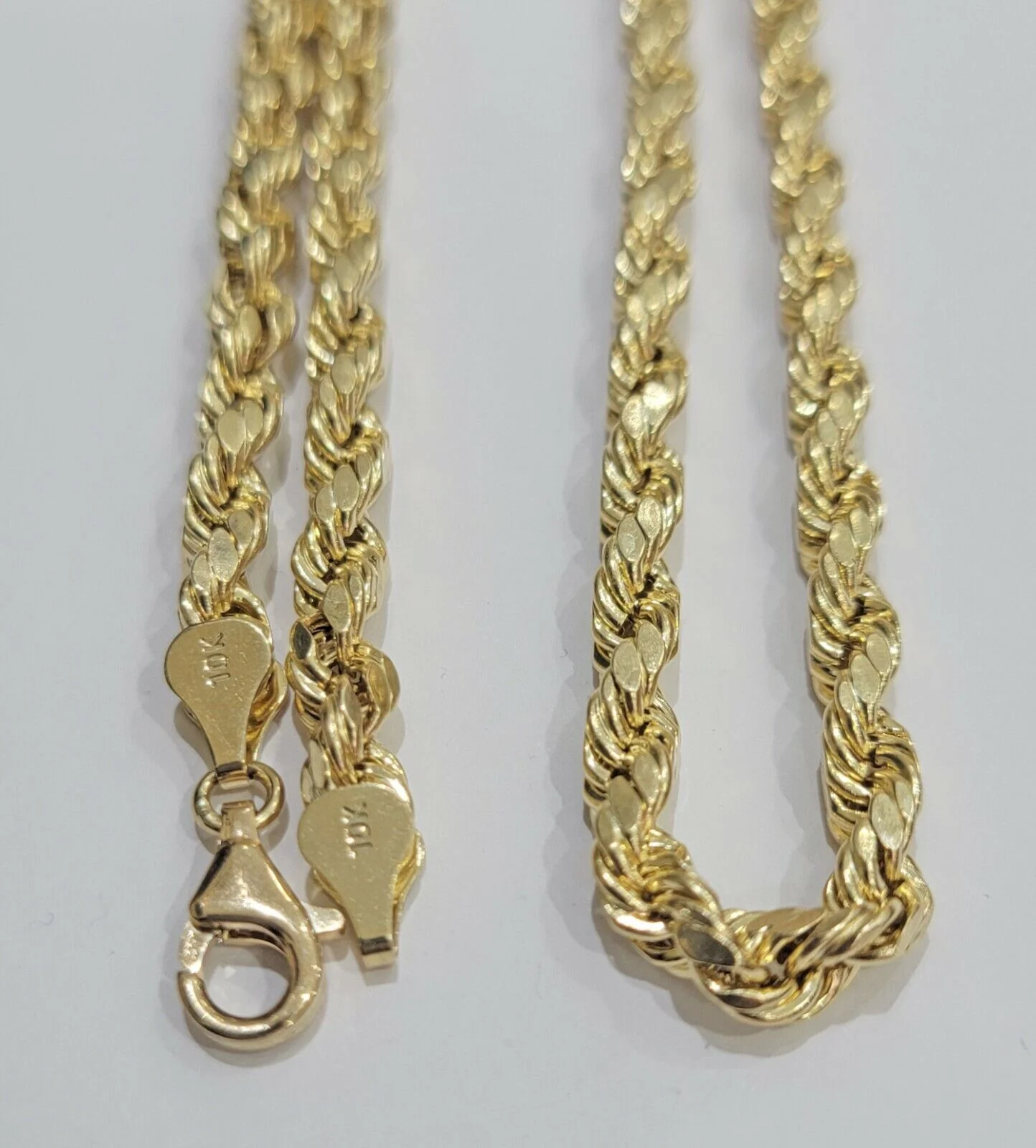 10k Yellow Gold Rope Chain 6mm 28" Necklace Real 10k Gold Men women Diamond Cut - Image 2