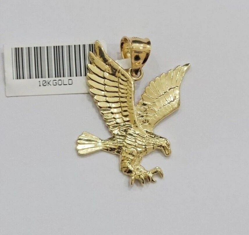 10k Yellow Gold Rope Chain Eagle Charm Pendant Set 18"-28 Inch 3mm Necklace REAL - Image 6