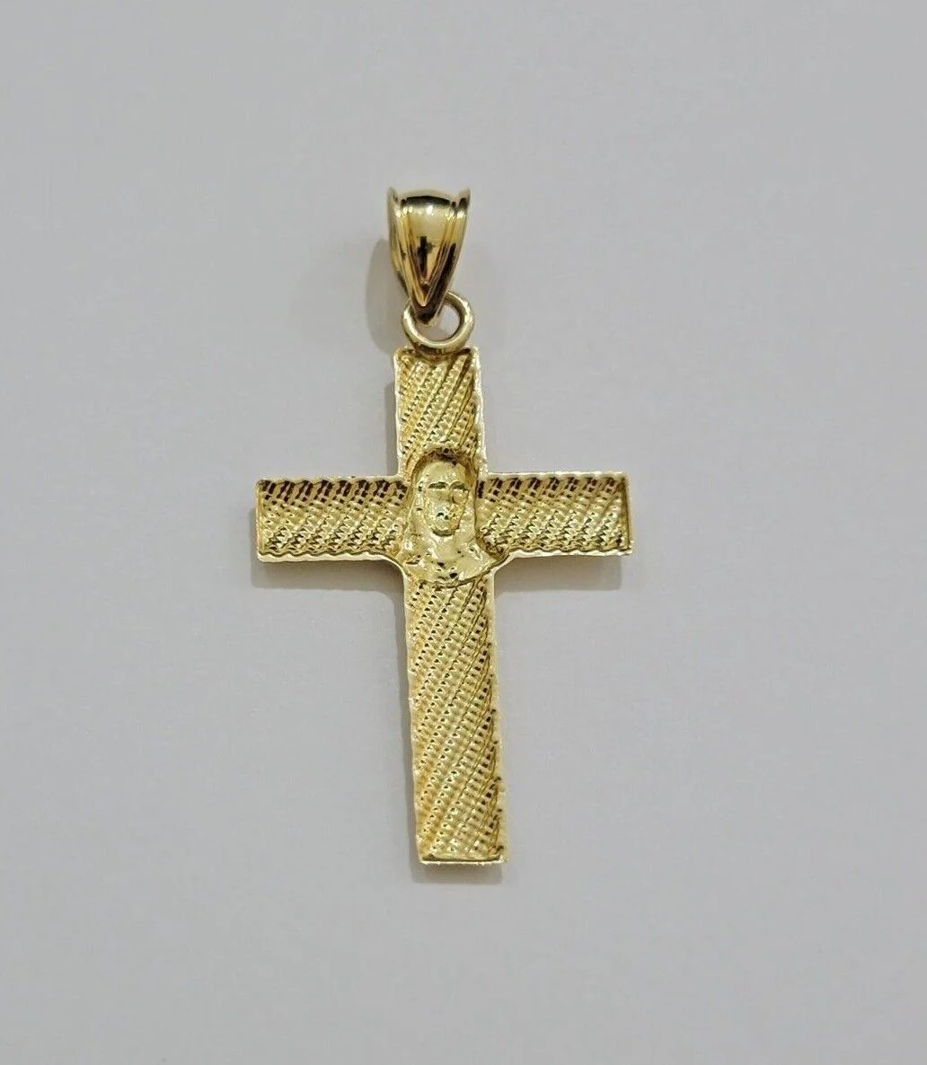 10k Yellow Gold Rope Chain Jesus Cross Charm Pendant Set 18-28'' Inches Necklace - Image 10