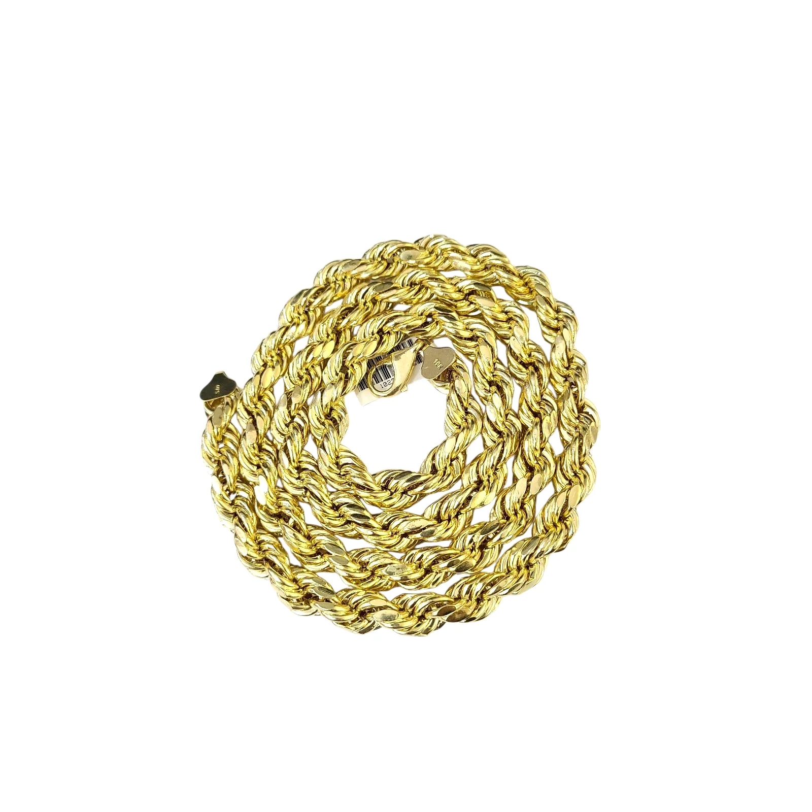 10k Yellow Gold Rope Chain Necklace 10mm 20-30 Inch Diamond Cuts Men's 10kt - Image 2