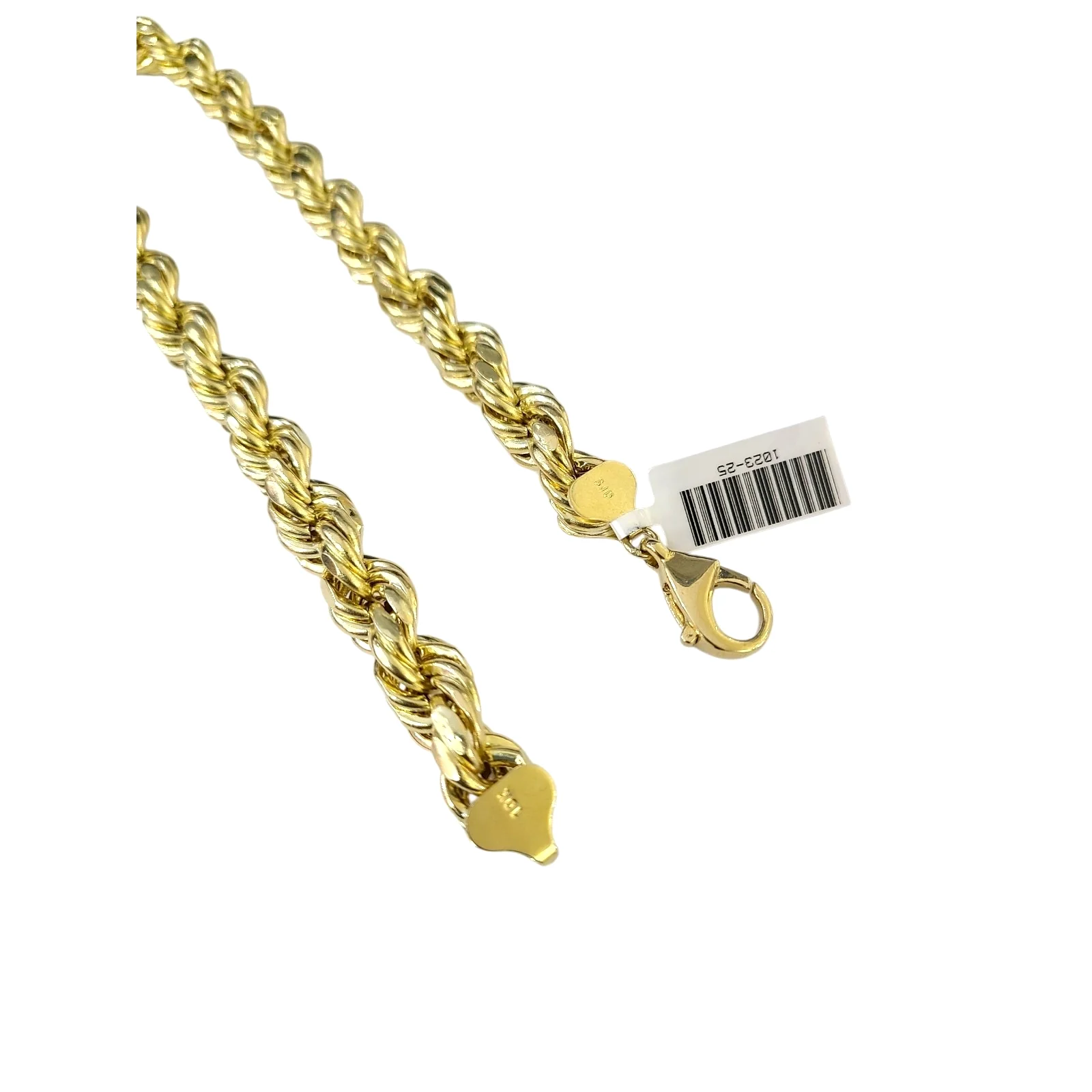 10k Yellow Gold Rope Chain Necklace 10mm 20-30 Inch Diamond Cuts Men's 10kt - Image 4