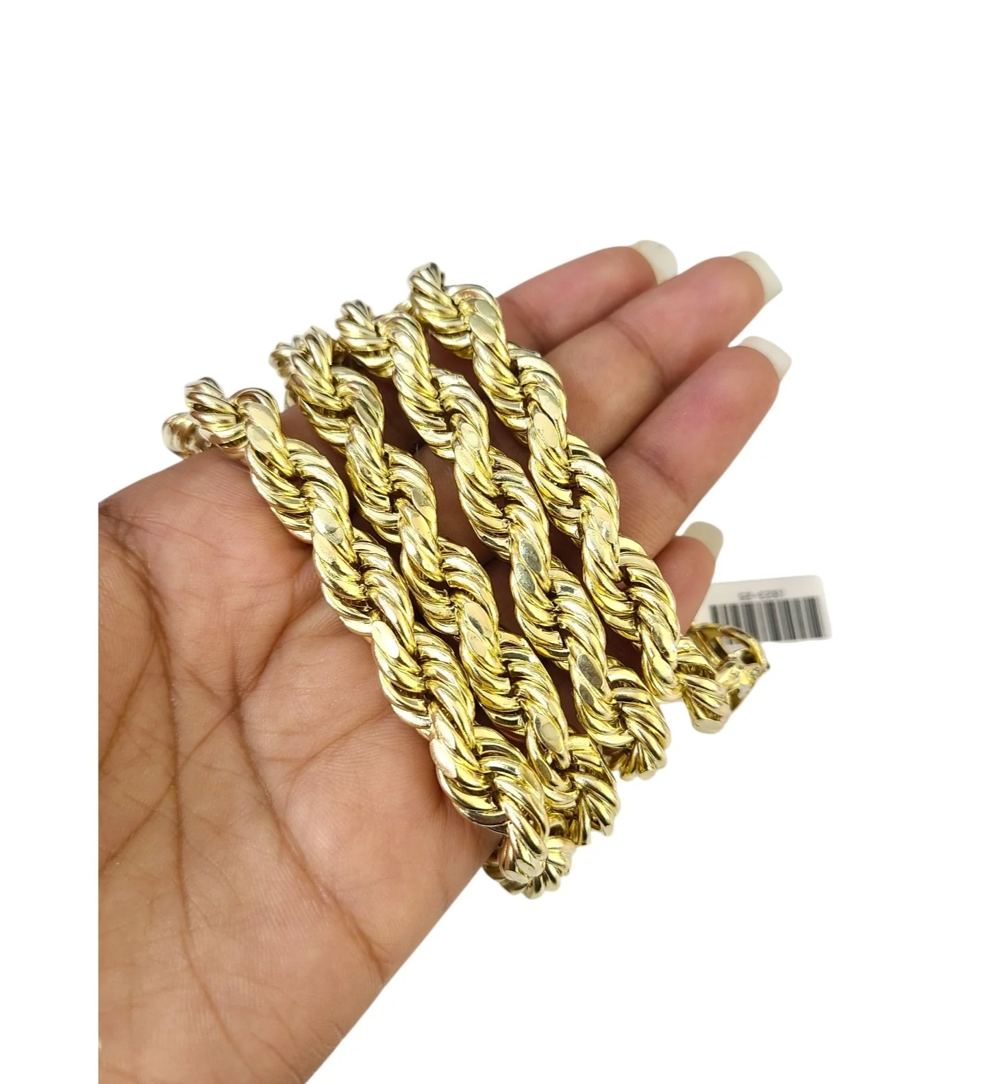 10K Yellow Gold Rope Chain Necklace 10mm 30 Inch REAL 10kt Diamond Cuts Men's - Image 2