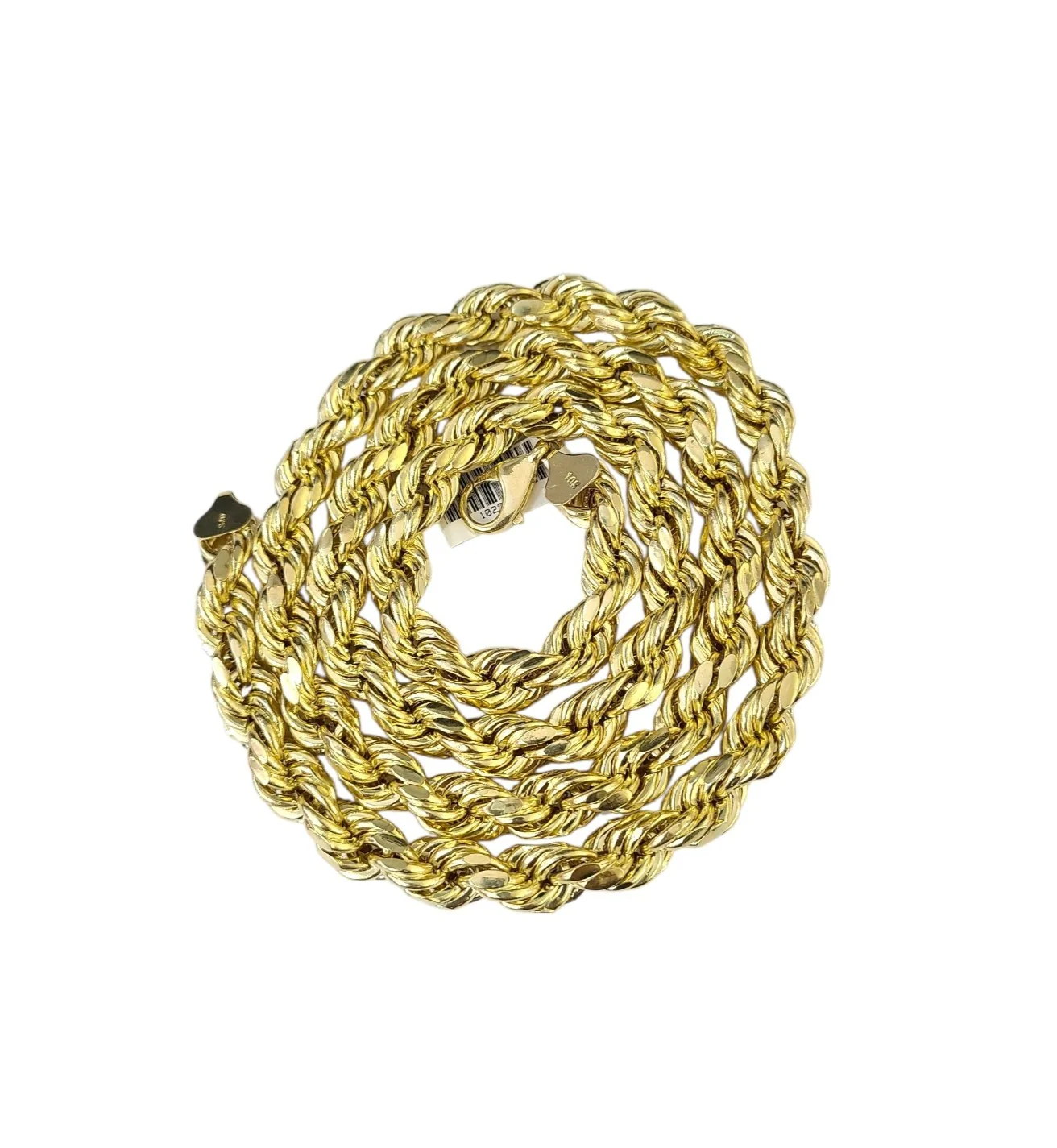 10K Yellow Gold Rope Chain Necklace 10mm 30 Inch REAL 10kt Diamond Cuts Men's - Image 8
