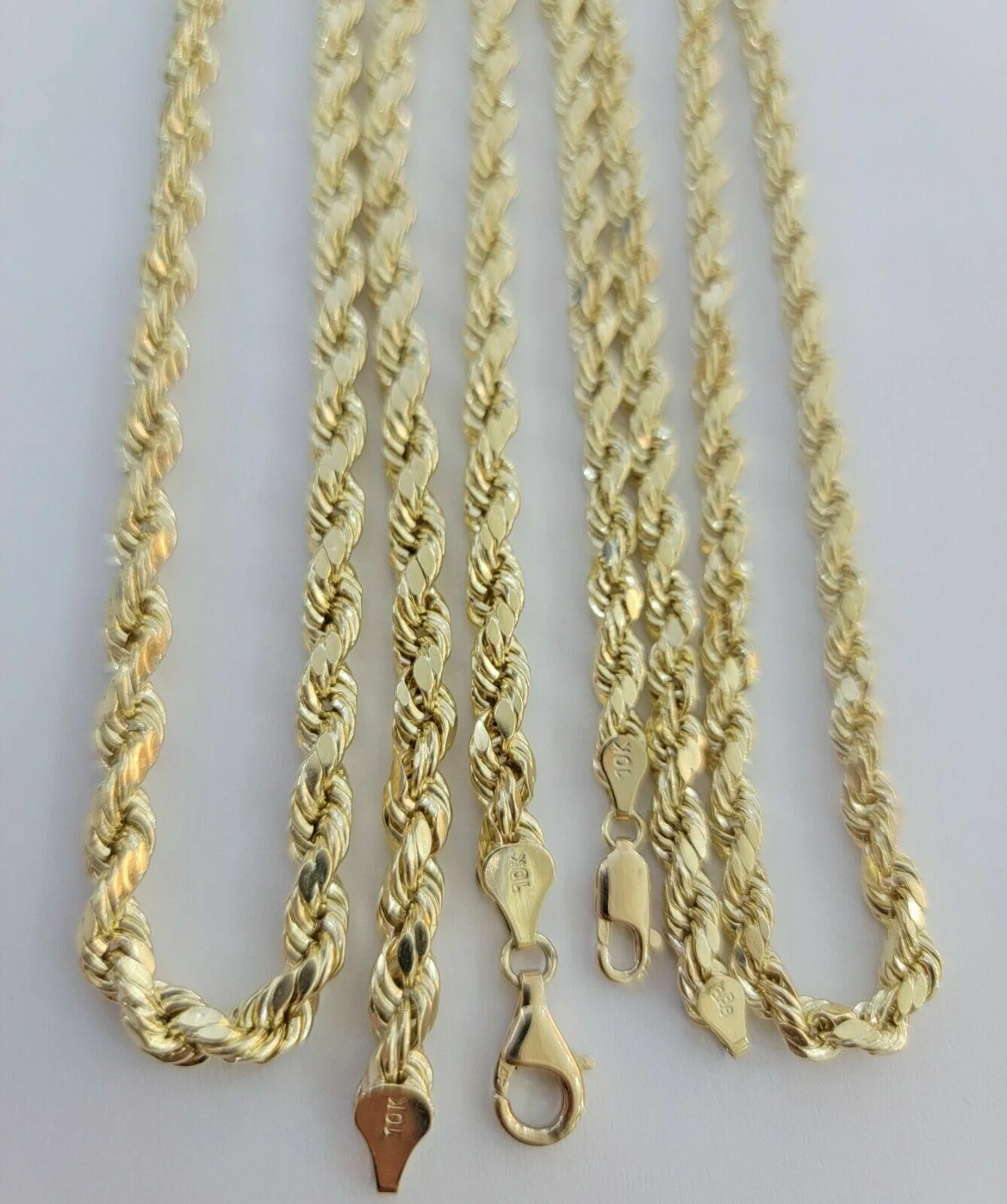 10k Yellow Gold Rope Chain Necklace 18"-30" Men Women 4mm-10mm Real Gold Hollow - Image 11