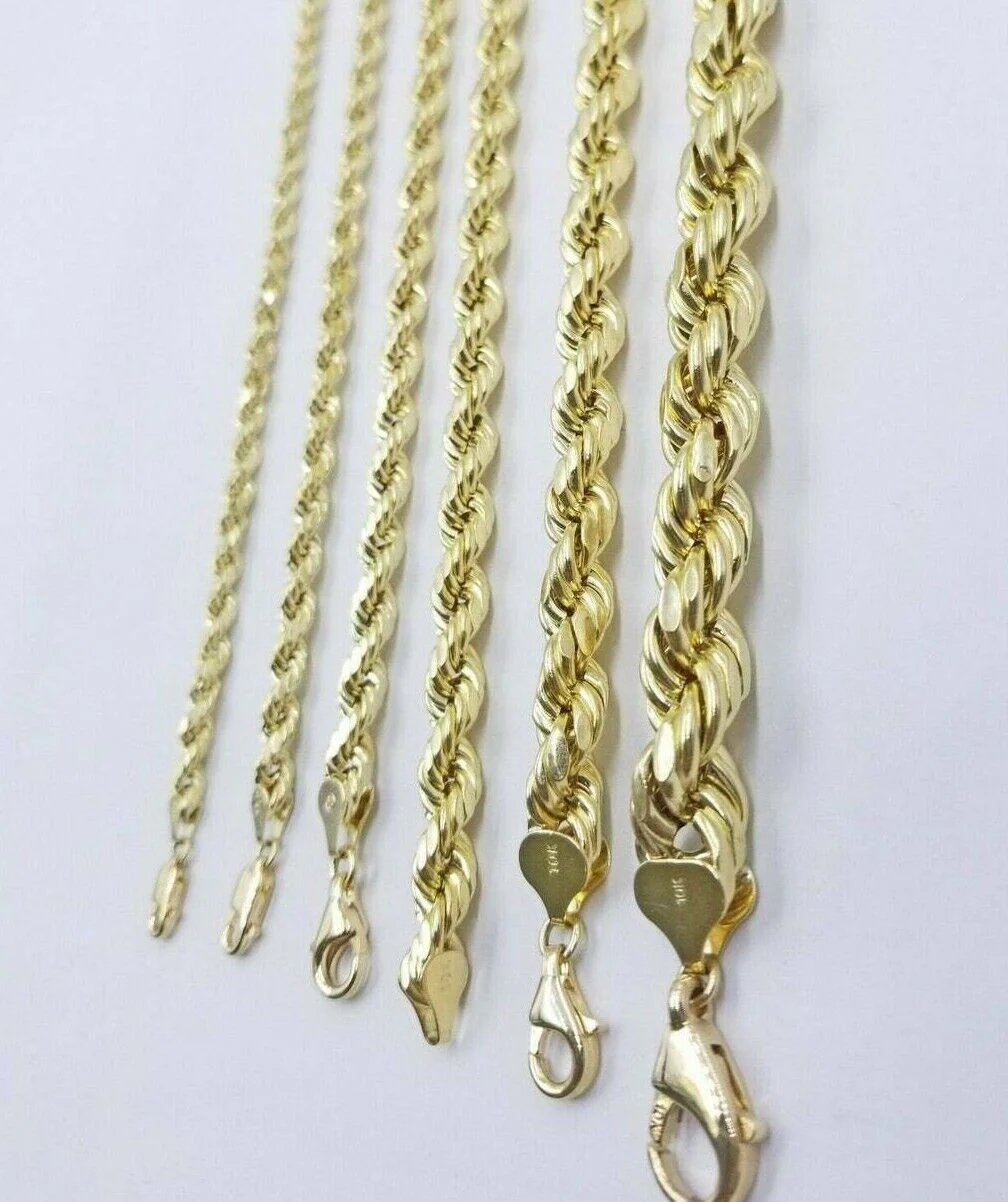 10k Yellow Gold Rope Chain Necklace 18"-30" Men Women 4mm-10mm Real Gold Hollow - Image 5