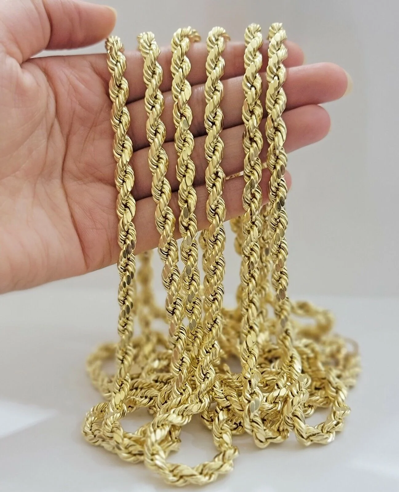 10k Yellow Gold Rope Chain Necklace 18"-30" Men Women 4mm-10mm Real Gold Hollow - Image 8