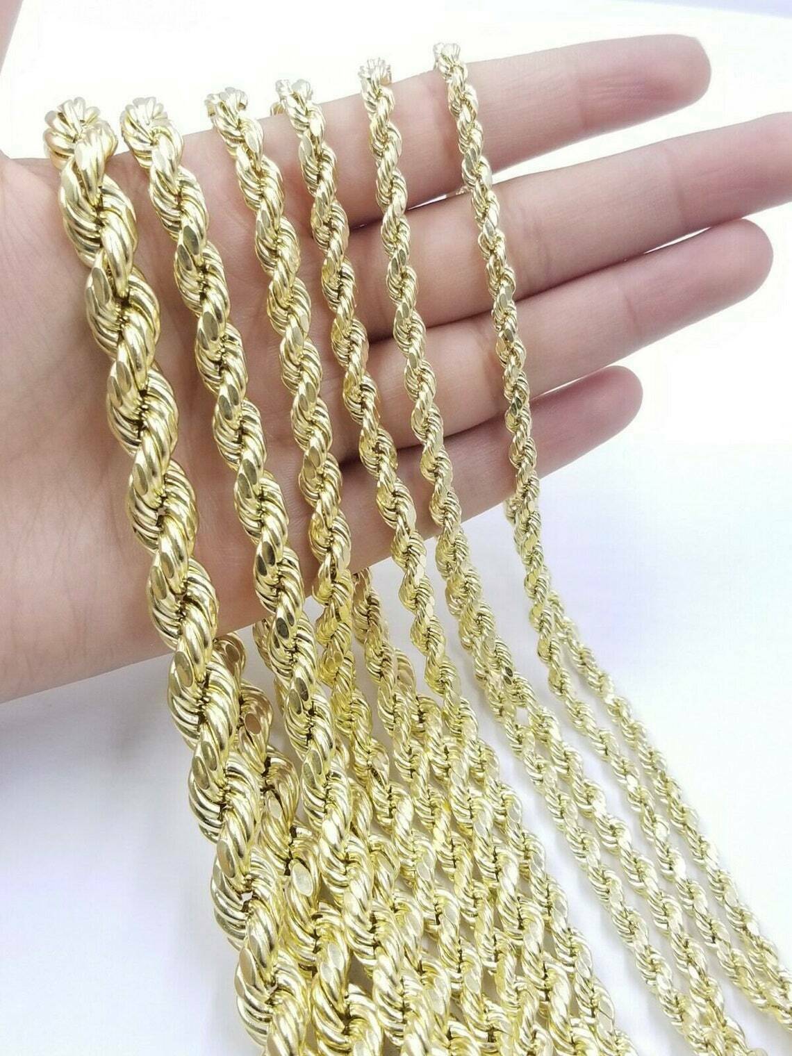 10k Yellow Gold Rope Chain Necklace 18"-30" Men Women Inch 4mm- 10mm REAL 10 KT - Image 12