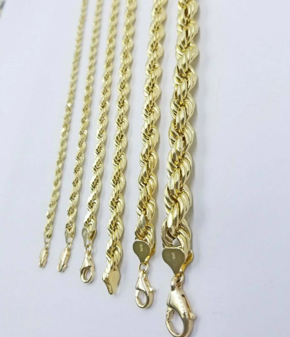10k Yellow Gold Rope Chain Necklace 18"-30" Men Women Inch 4mm- 10mm REAL 10 KT - Image 2