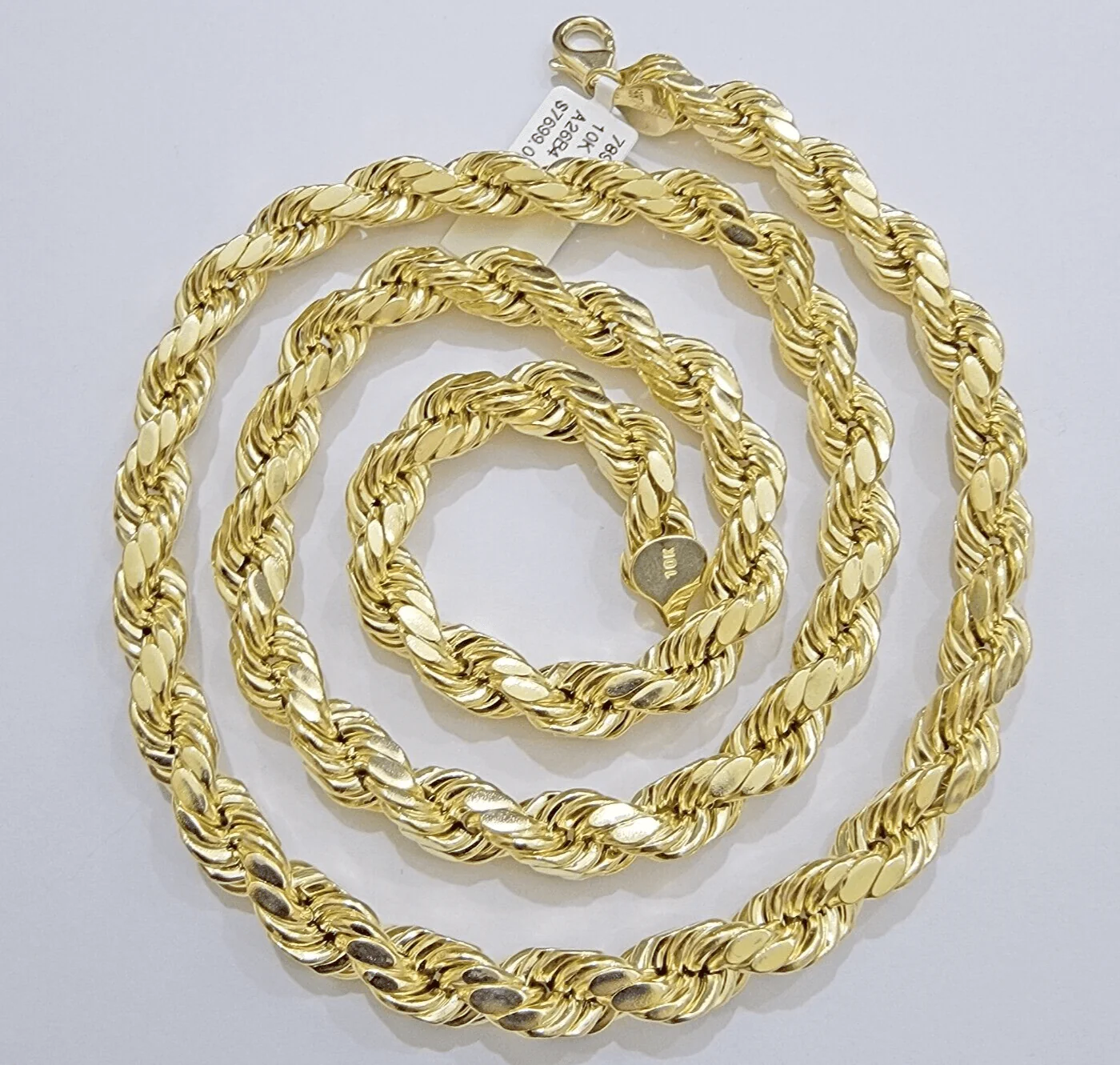 10k Yellow Gold Rope Chain Necklace 22 Inch 8mm Diamond Cuts Men's REAL 10KT - Image 10